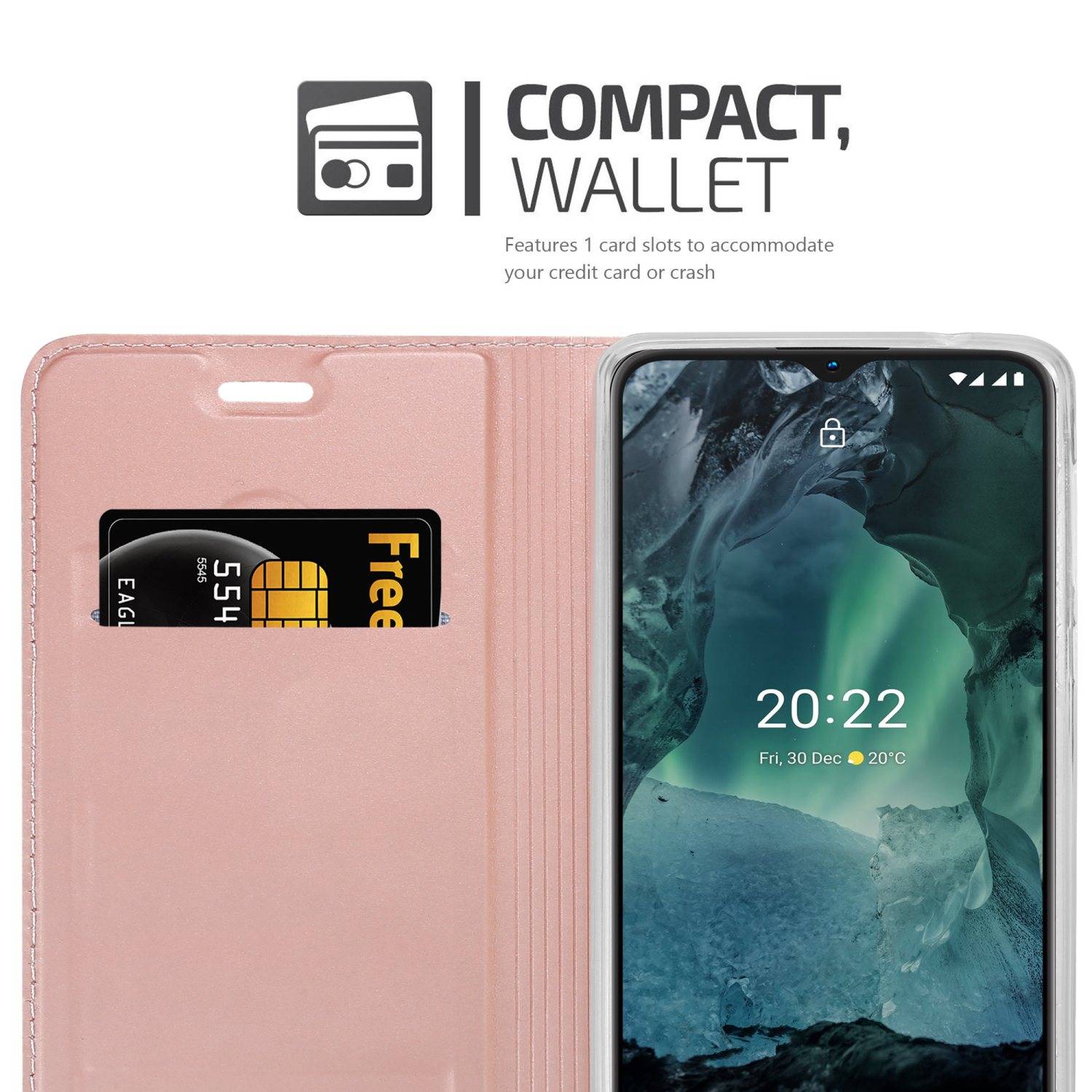 Cadorabo Handyhülle für Nokia G11 / G21 Schutz Hülle in Rosa Cover Etui Book Case Booklet