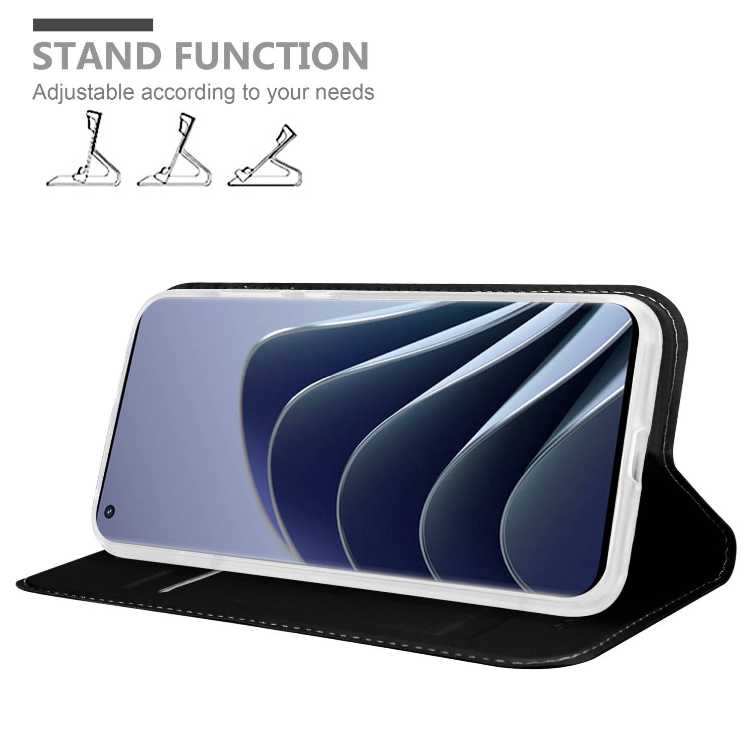 Cadorabo Handyhülle für OnePlus 10 PRO 5G Schutz Hülle in Schwarz Cover Etui Book Case Booklet