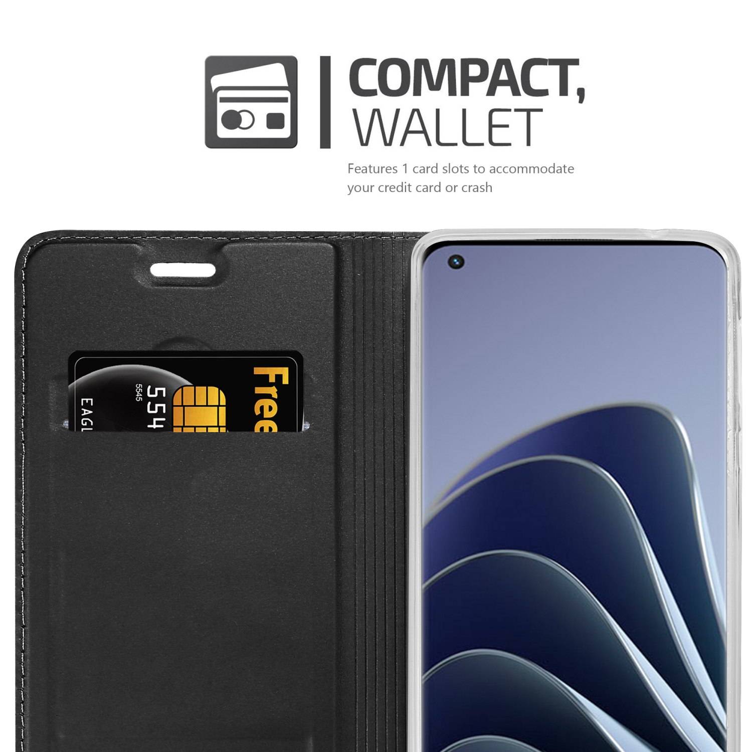 Cadorabo Handyhülle für OnePlus 10 PRO 5G Schutz Hülle in Schwarz Cover Etui Book Case Booklet