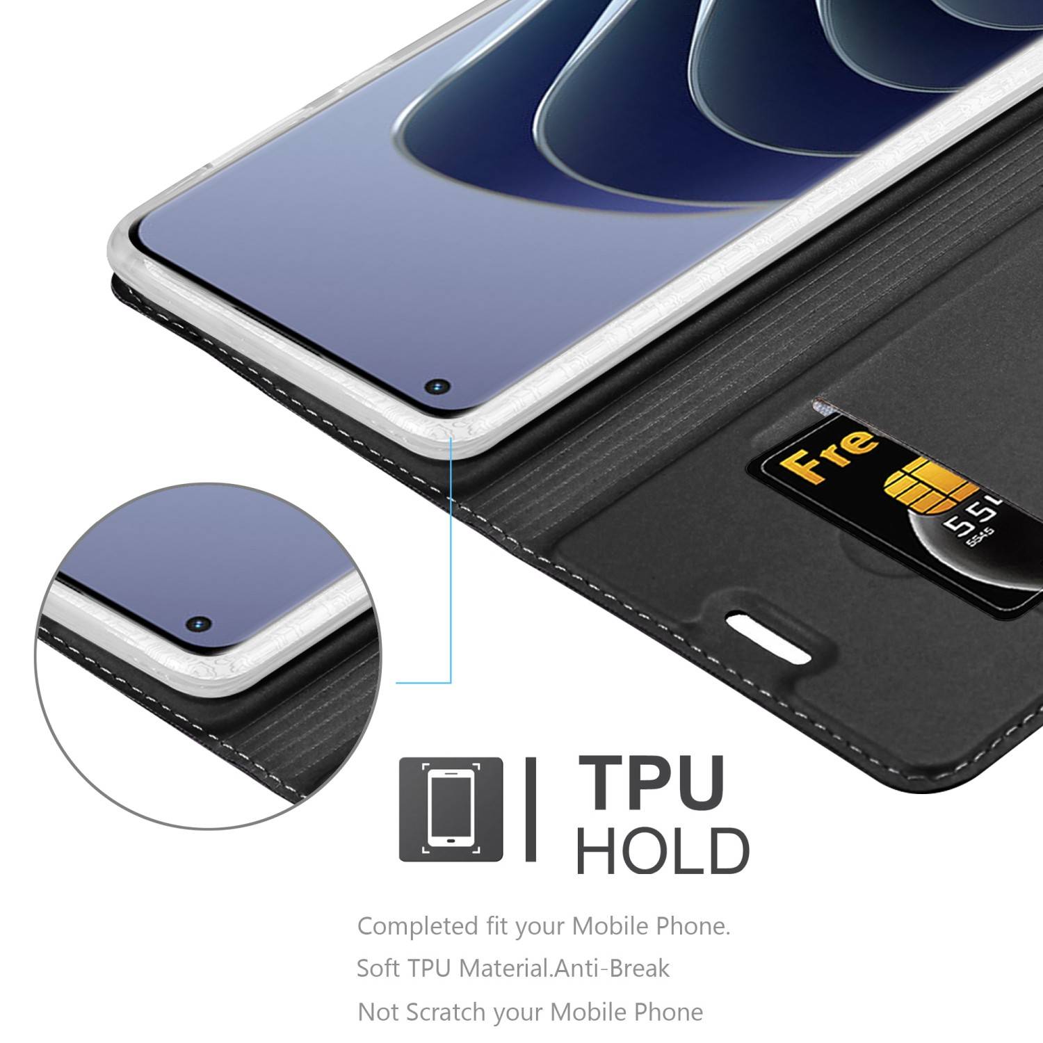 Cadorabo Handyhülle für OnePlus 10 PRO 5G Schutz Hülle in Schwarz Cover Etui Book Case Booklet