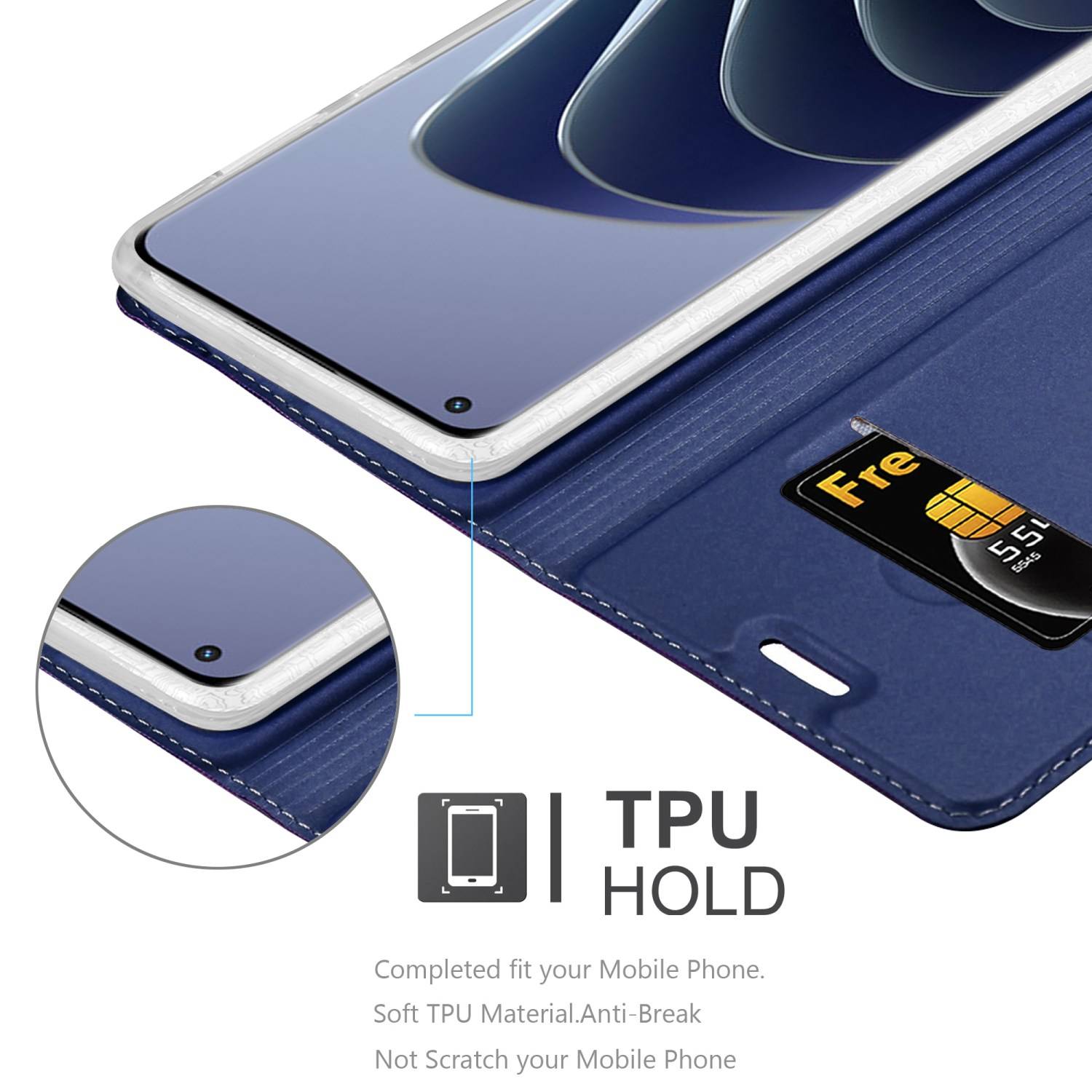 Cadorabo Handyhülle für OnePlus 10 PRO 5G Schutz Hülle in Blau Cover Etui Book Case Booklet