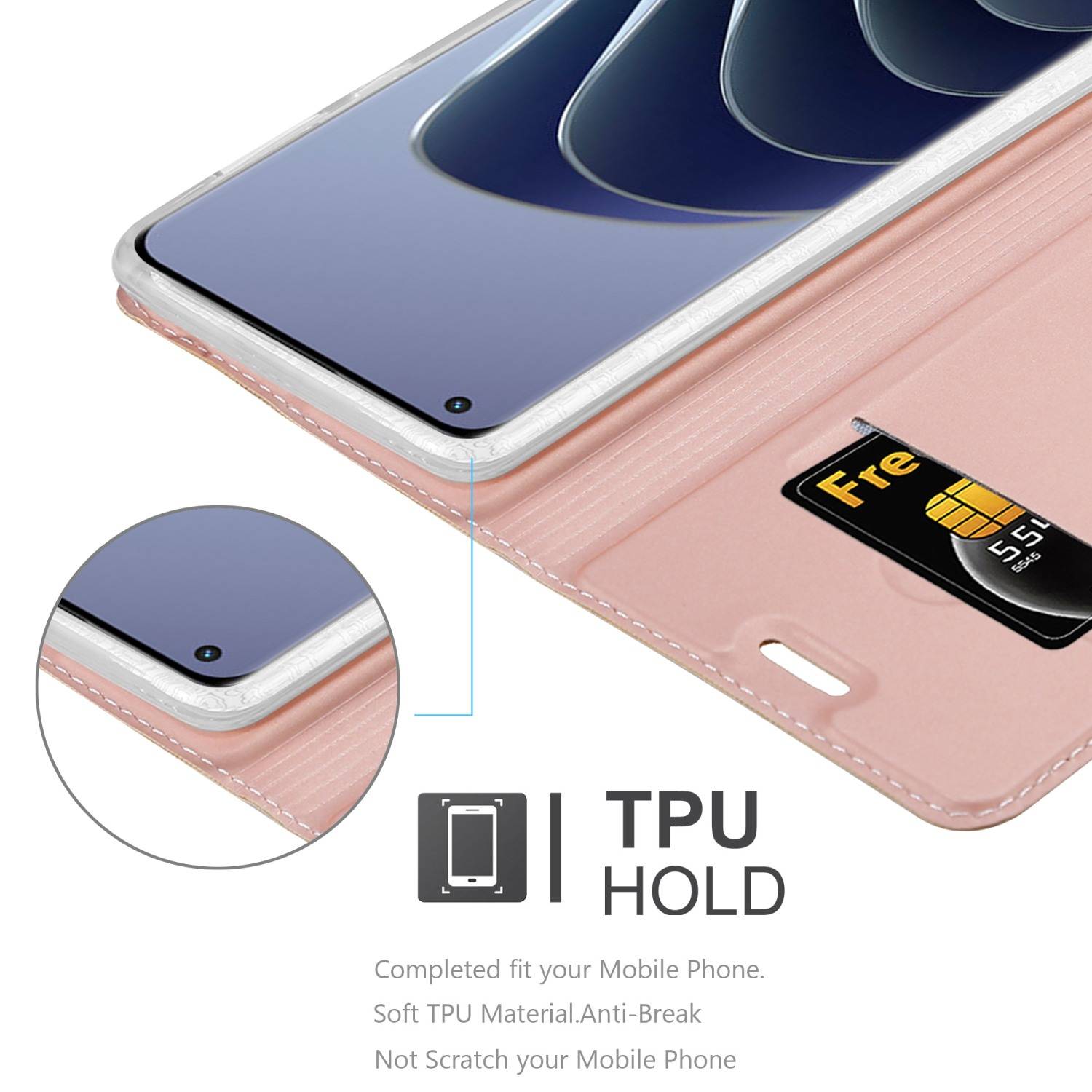 Cadorabo Handyhülle für OnePlus 10 PRO 5G Schutz Hülle in Rosa Cover Etui Book Case Booklet