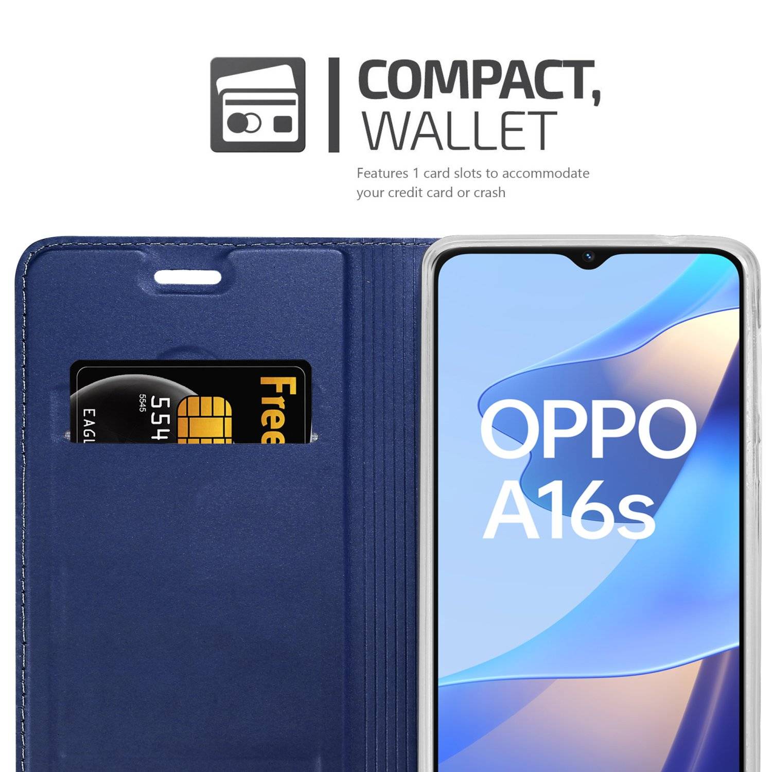 Cadorabo Handyhülle für Oppo A16s / A54s Schutz Hülle in Blau Cover Etui Book Case Booklet
