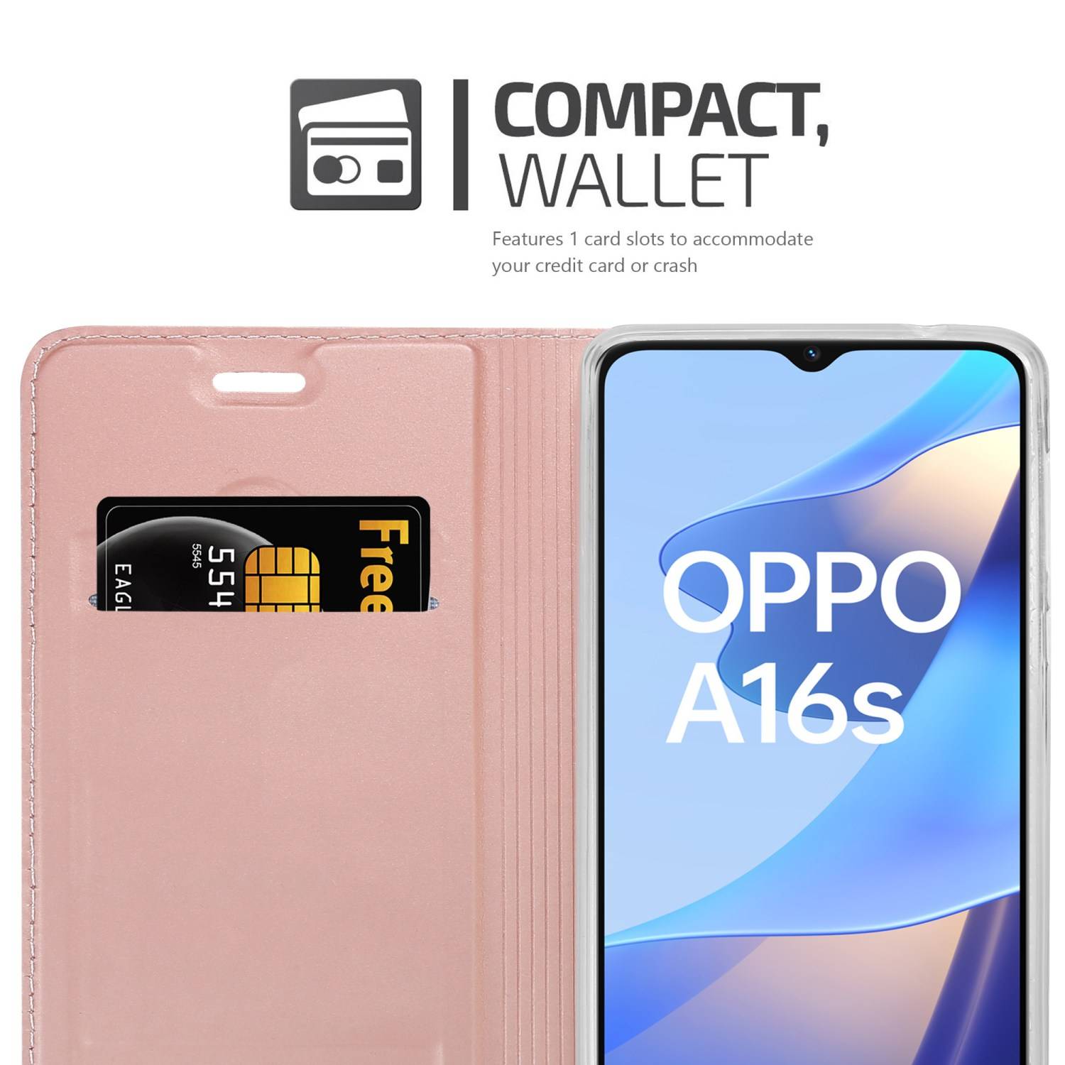 Cadorabo Handyhülle für Oppo A16s / A54s Schutz Hülle in Rosa Cover Etui Book Case Booklet
