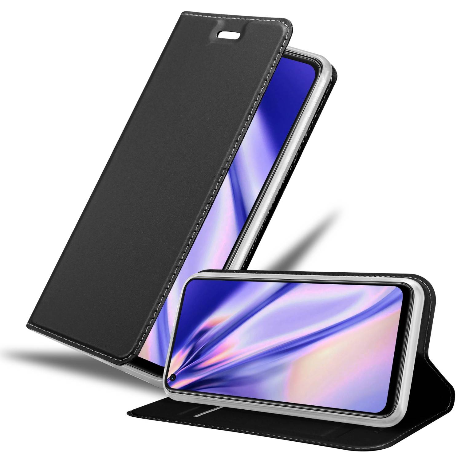 Cadorabo Handyhülle für Oppo A36 / A76 / A96 4G / K10 4G / Realme 9i Schutz Hülle in Schwarz Cover Etui Book Case