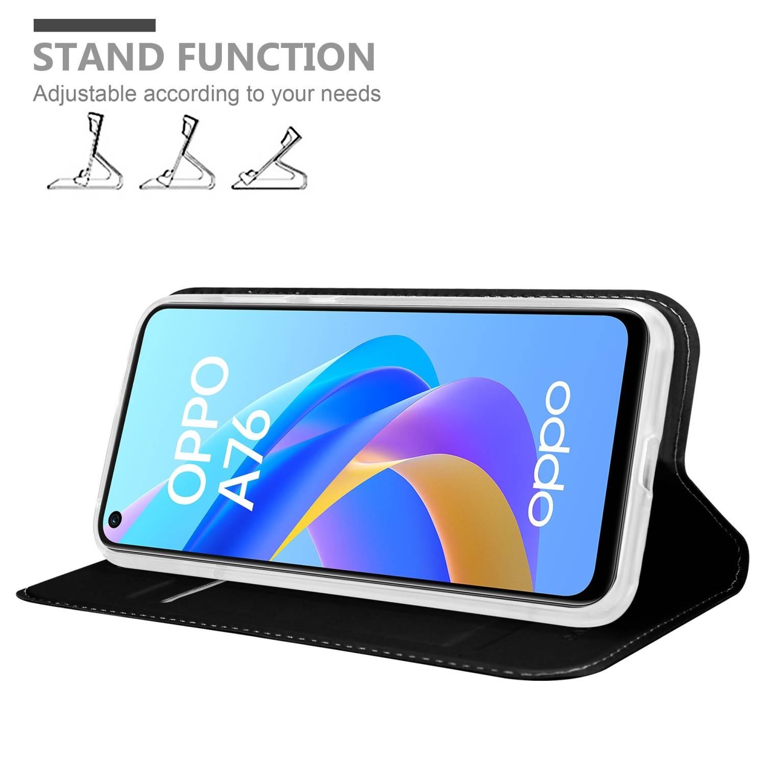 Cadorabo Handyhülle für Oppo A36 / A76 / A96 4G / K10 4G / Realme 9i Schutz Hülle in Schwarz Cover Etui Book Case