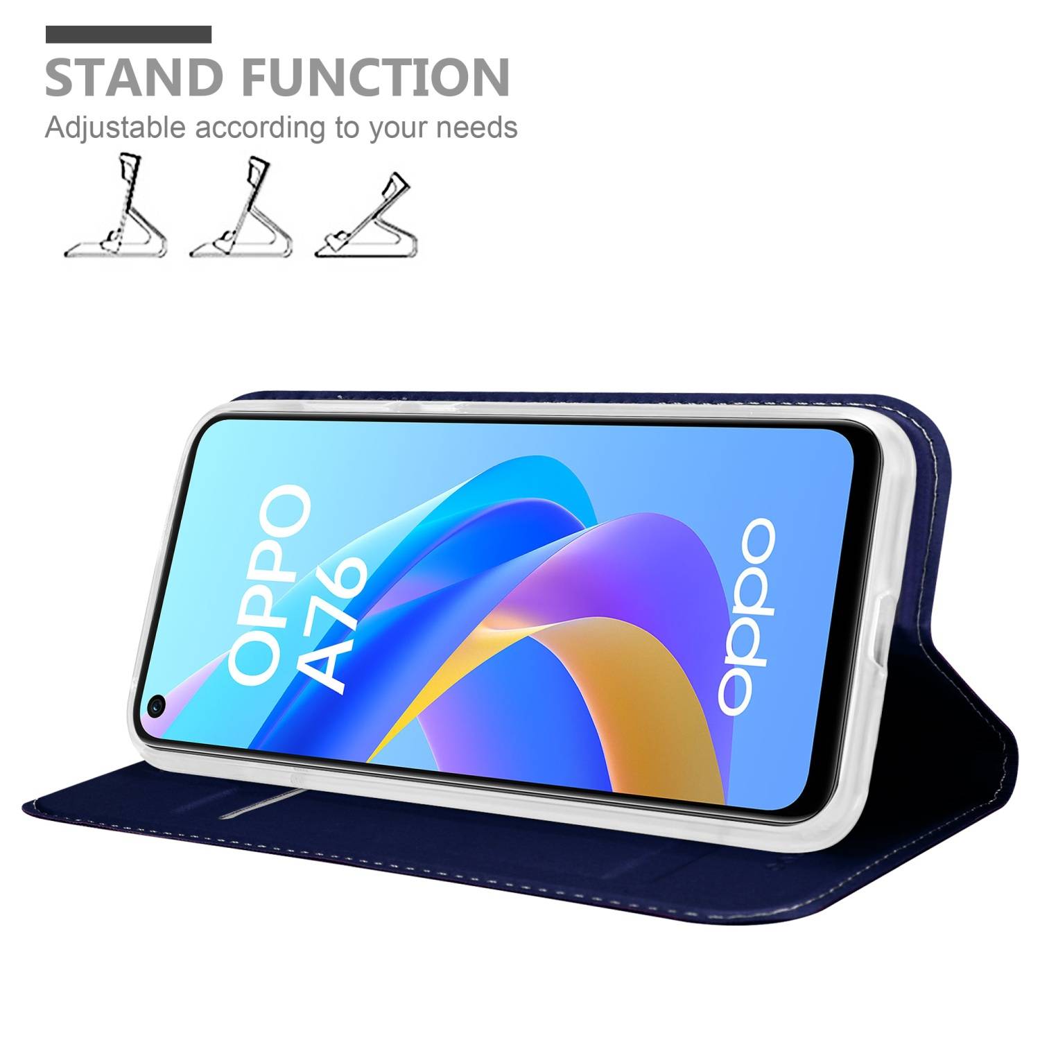 Cadorabo Handyhülle für Oppo A36 / A76 / A96 4G / K10 4G / Realme 9i Schutz Hülle in Blau Cover Etui Book Case Booklet