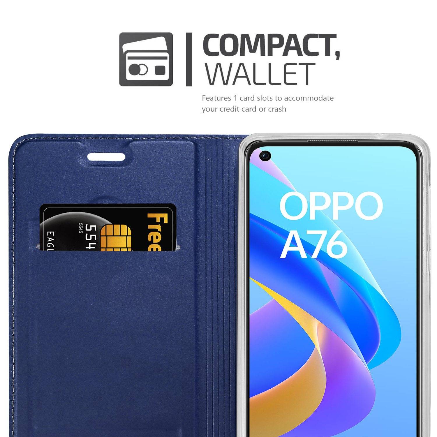 Cadorabo Handyhülle für Oppo A36 / A76 / A96 4G / K10 4G / Realme 9i Schutz Hülle in Blau Cover Etui Book Case Booklet