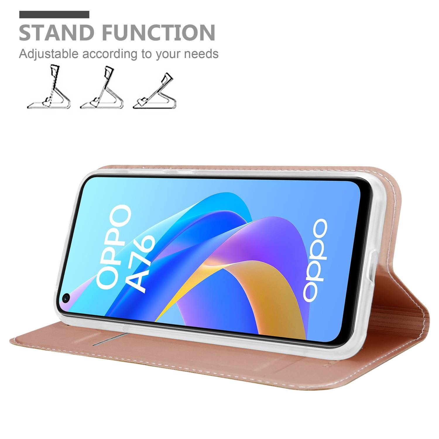 Cadorabo Handyhülle für Oppo A36 / A76 / A96 4G / K10 4G / Realme 9i Schutz Hülle in Rosa Cover Etui Book Case Booklet