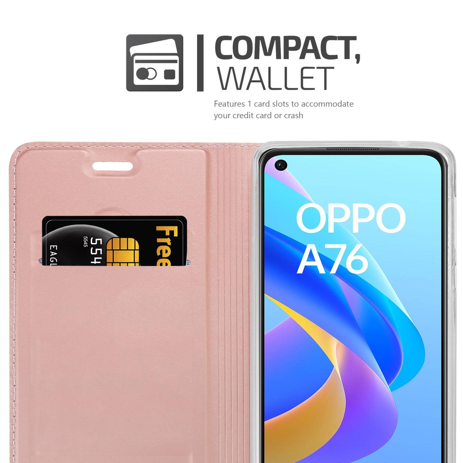 Cadorabo Handyhülle für Oppo A36 / A76 / A96 4G / K10 4G / Realme 9i Schutz Hülle in Rosa Cover Etui Book Case Booklet