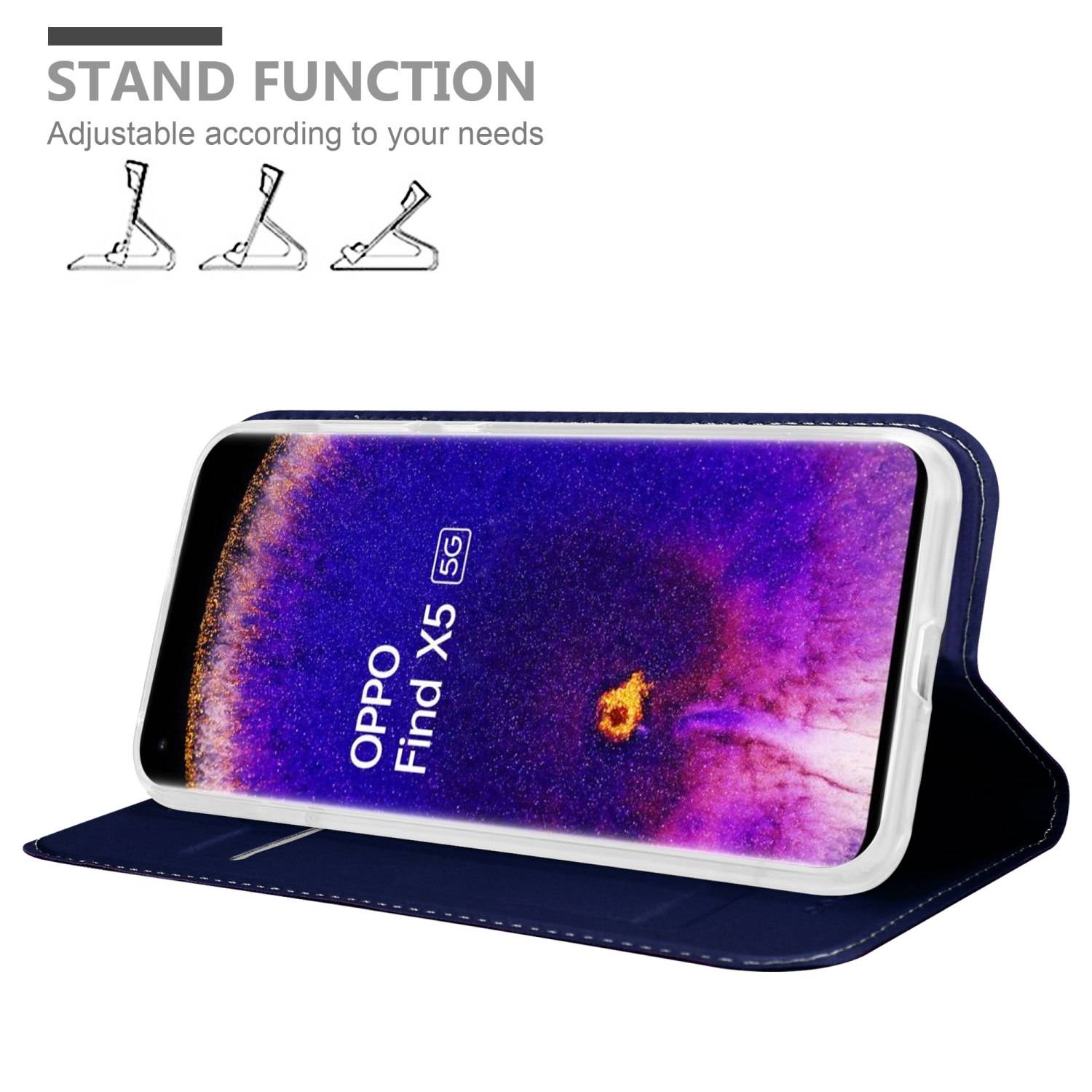 Cadorabo Handyhülle für Oppo FIND X5 Schutz Hülle in Blau Cover Etui Book Case Booklet