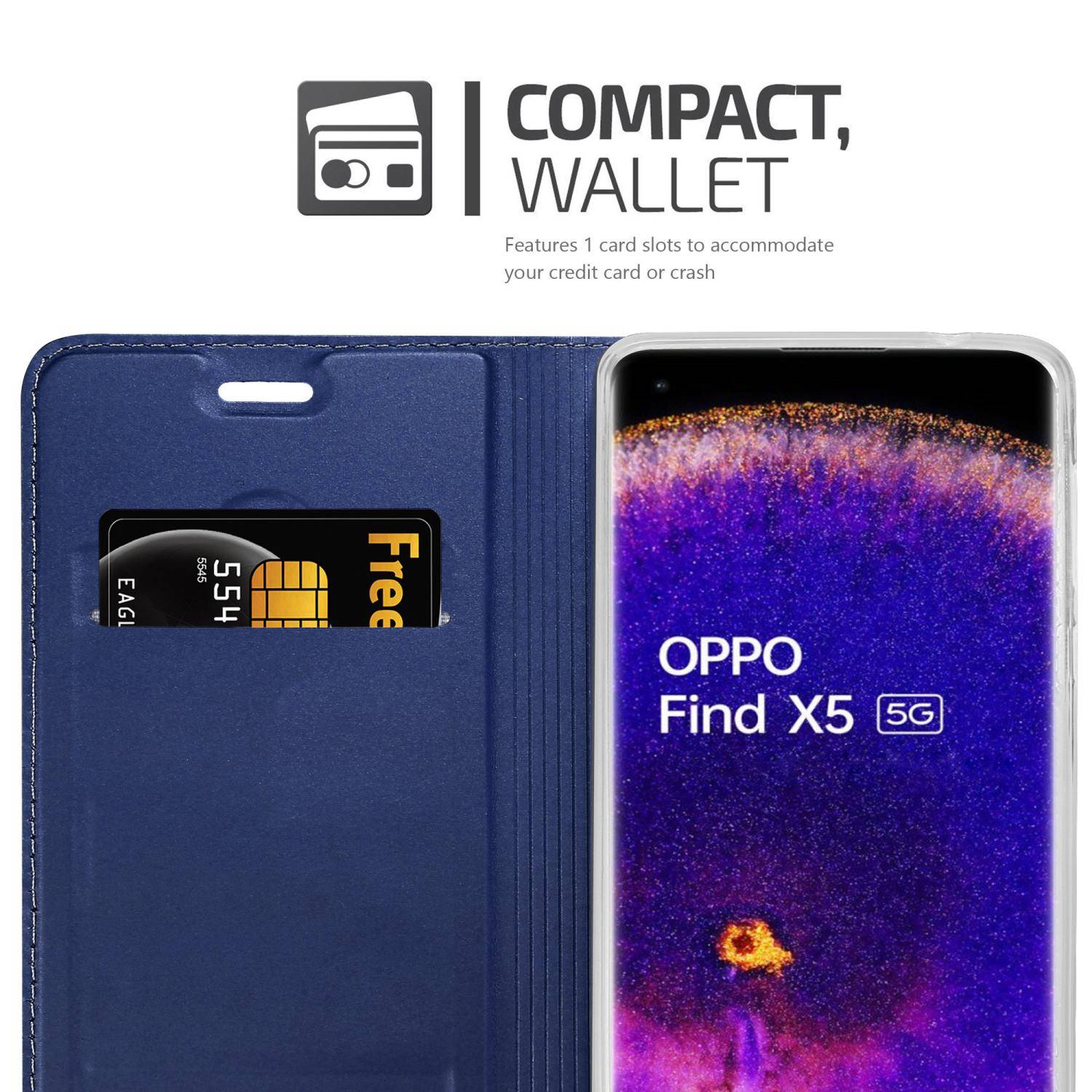 Cadorabo Handyhülle für Oppo FIND X5 Schutz Hülle in Blau Cover Etui Book Case Booklet