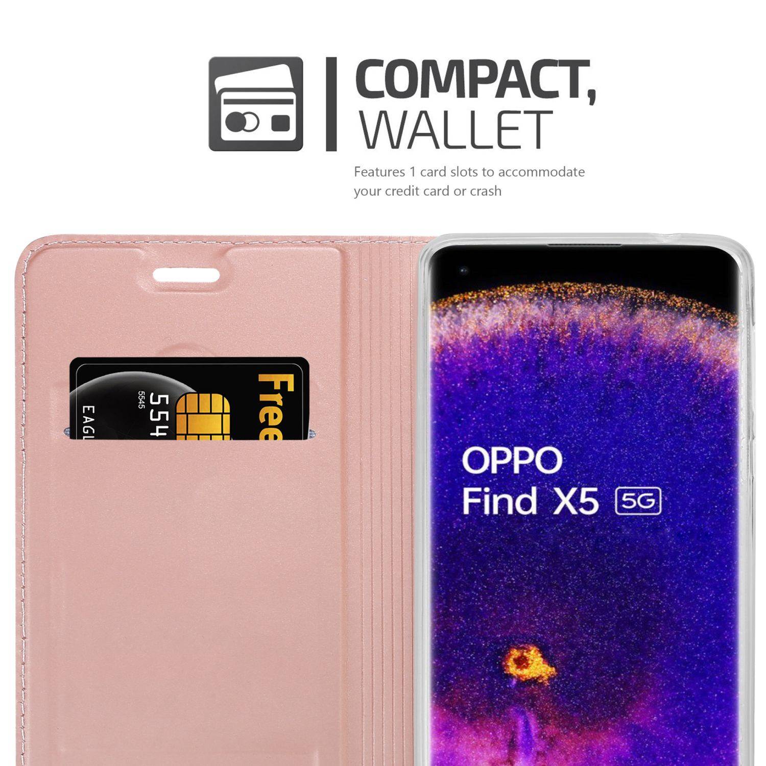 Cadorabo Handyhülle für Oppo FIND X5 Schutz Hülle in Rosa Cover Etui Book Case Booklet