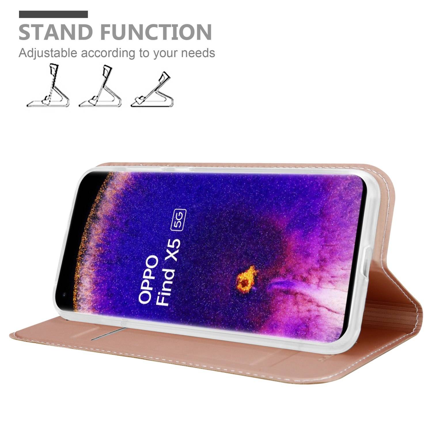 Cadorabo Handyhülle für Oppo FIND X5 Schutz Hülle in Rosa Cover Etui Book Case Booklet
