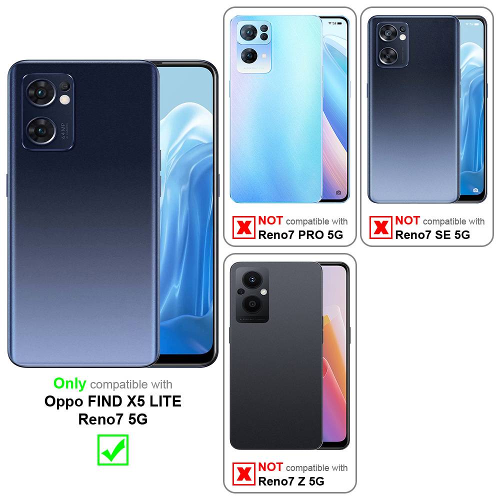 Cadorabo Handyhülle für Oppo FIND X5 LITE / Reno7 5G Schutz Hülle in Schwarz Cover Etui Book Case Booklet