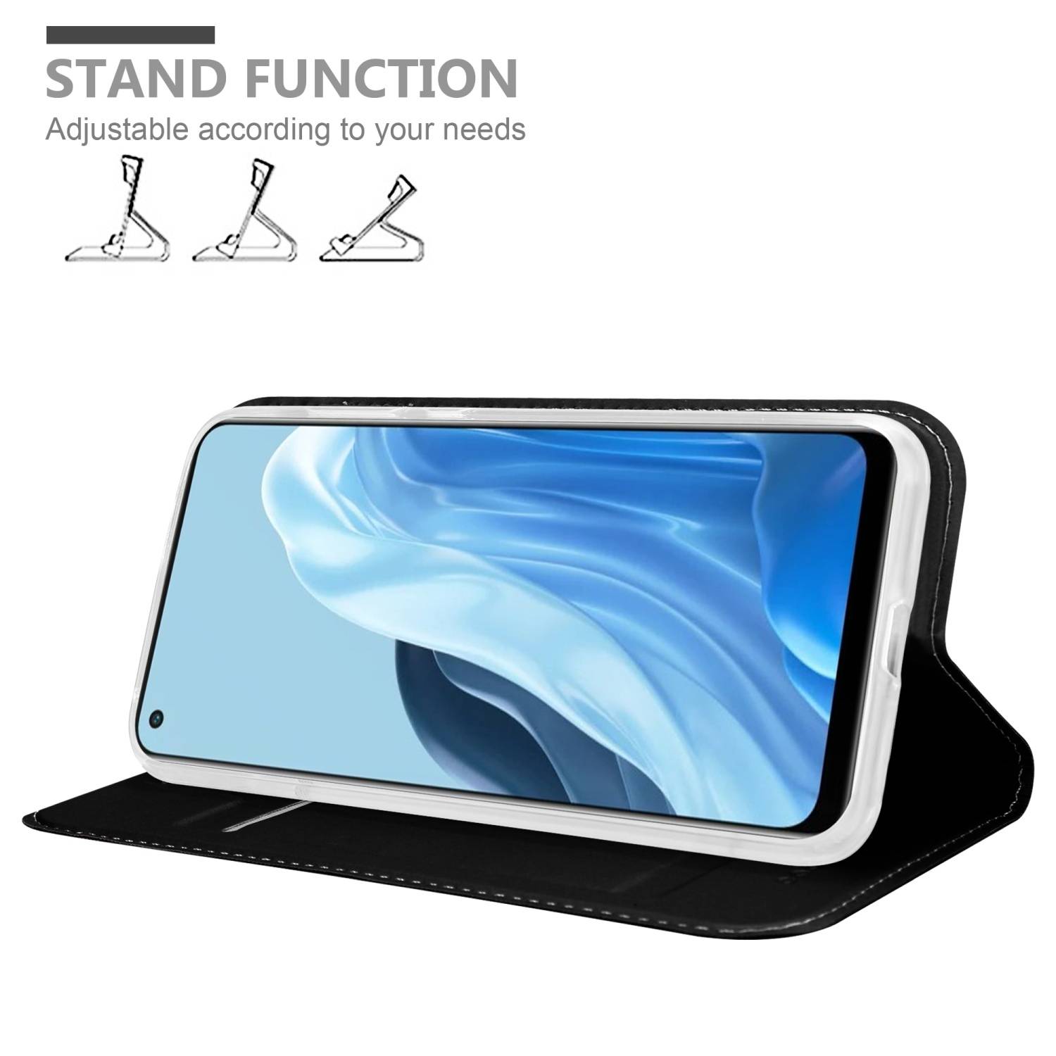 Cadorabo Handyhülle für Oppo FIND X5 LITE / Reno7 5G Schutz Hülle in Schwarz Cover Etui Book Case Booklet