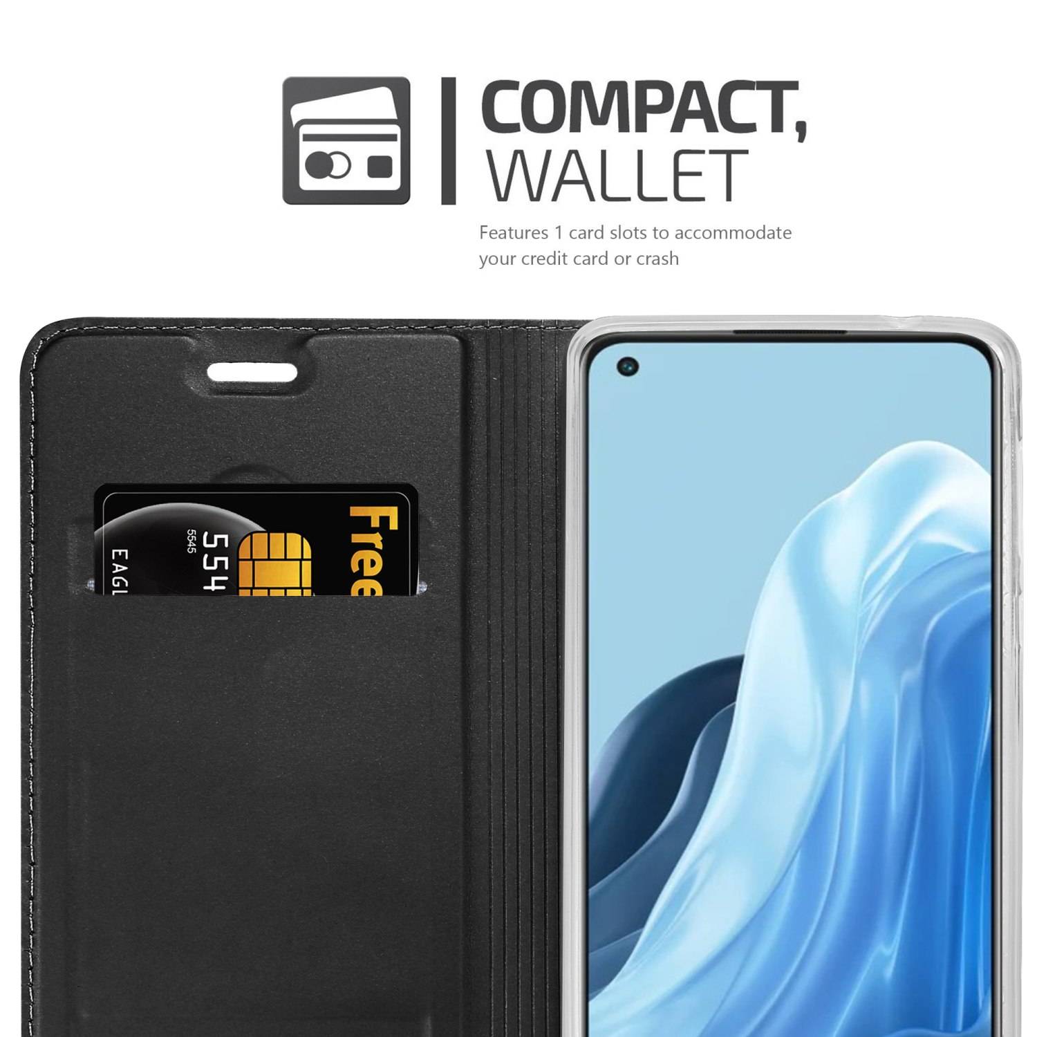 Cadorabo Handyhülle für Oppo FIND X5 LITE / Reno7 5G Schutz Hülle in Schwarz Cover Etui Book Case Booklet