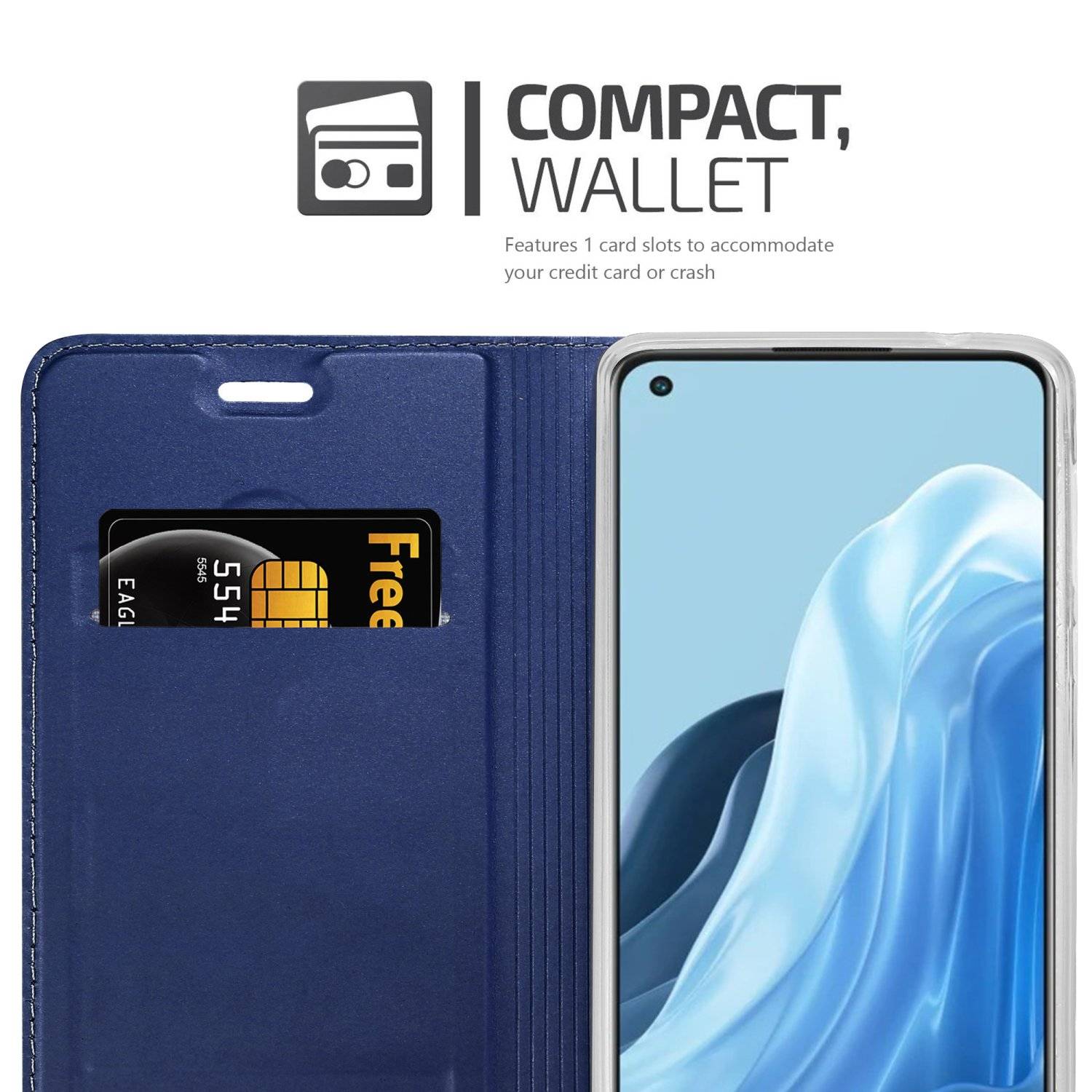 Cadorabo Handyhülle für Oppo FIND X5 LITE / Reno7 5G Schutz Hülle in Blau Cover Etui Book Case Booklet