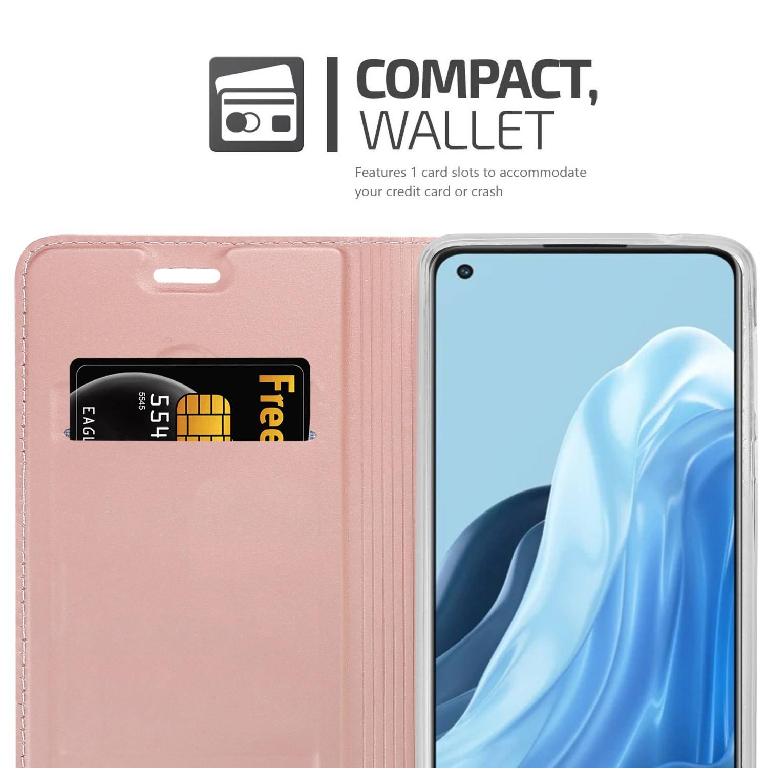 Cadorabo Handyhülle für Oppo FIND X5 LITE / Reno7 5G Schutz Hülle in Rosa Cover Etui Book Case Booklet