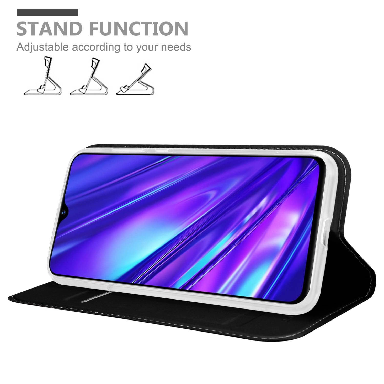 Cadorabo Handyhülle für Realme 5 / 5i / 6i / C3 Schutz Hülle in Schwarz Cover Etui Book Case Booklet