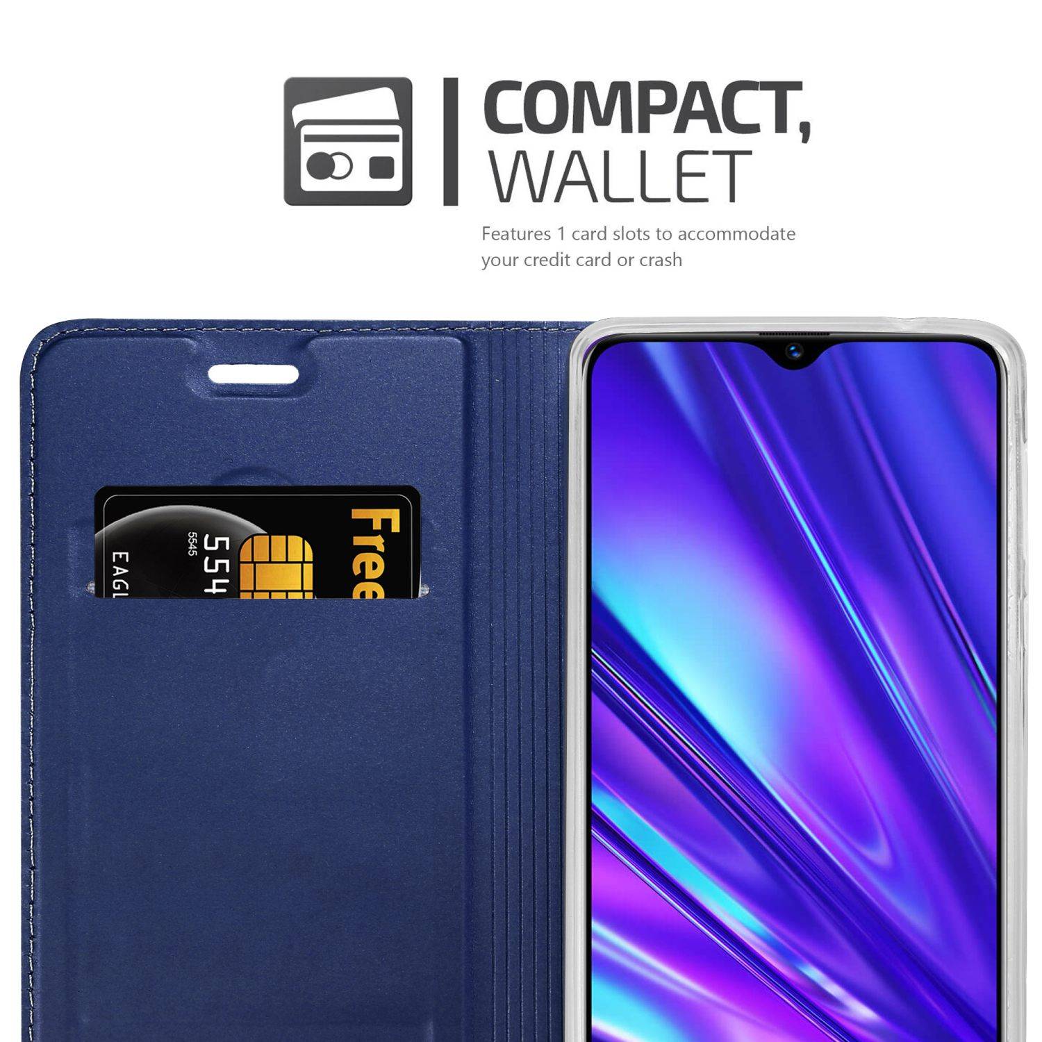 Cadorabo Handyhülle für Realme 5 / 5i / 6i / C3 Schutz Hülle in Blau Cover Etui Book Case Booklet