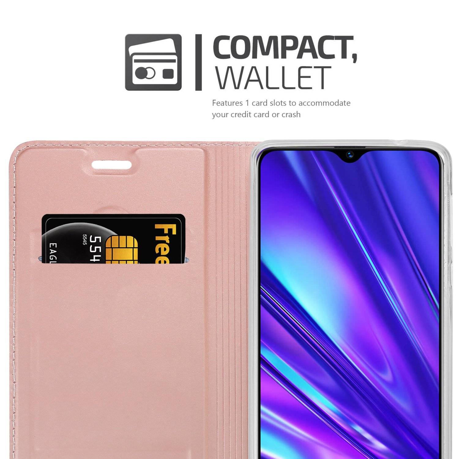 Cadorabo Handyhülle für Realme 5 / 5i / 6i / C3 Schutz Hülle in Rosa Cover Etui Book Case Booklet