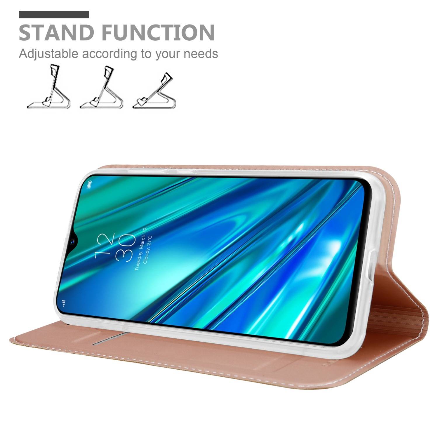 Cadorabo Handyhülle für Realme 5 PRO / Realme Q Schutz Hülle in Rosa Cover Etui Book Case Booklet
