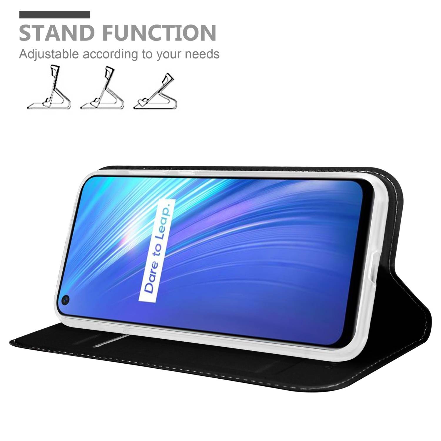 Cadorabo Handyhülle für Realme 6 4G / 6s Schutz Hülle in Schwarz Cover Etui Book Case Booklet