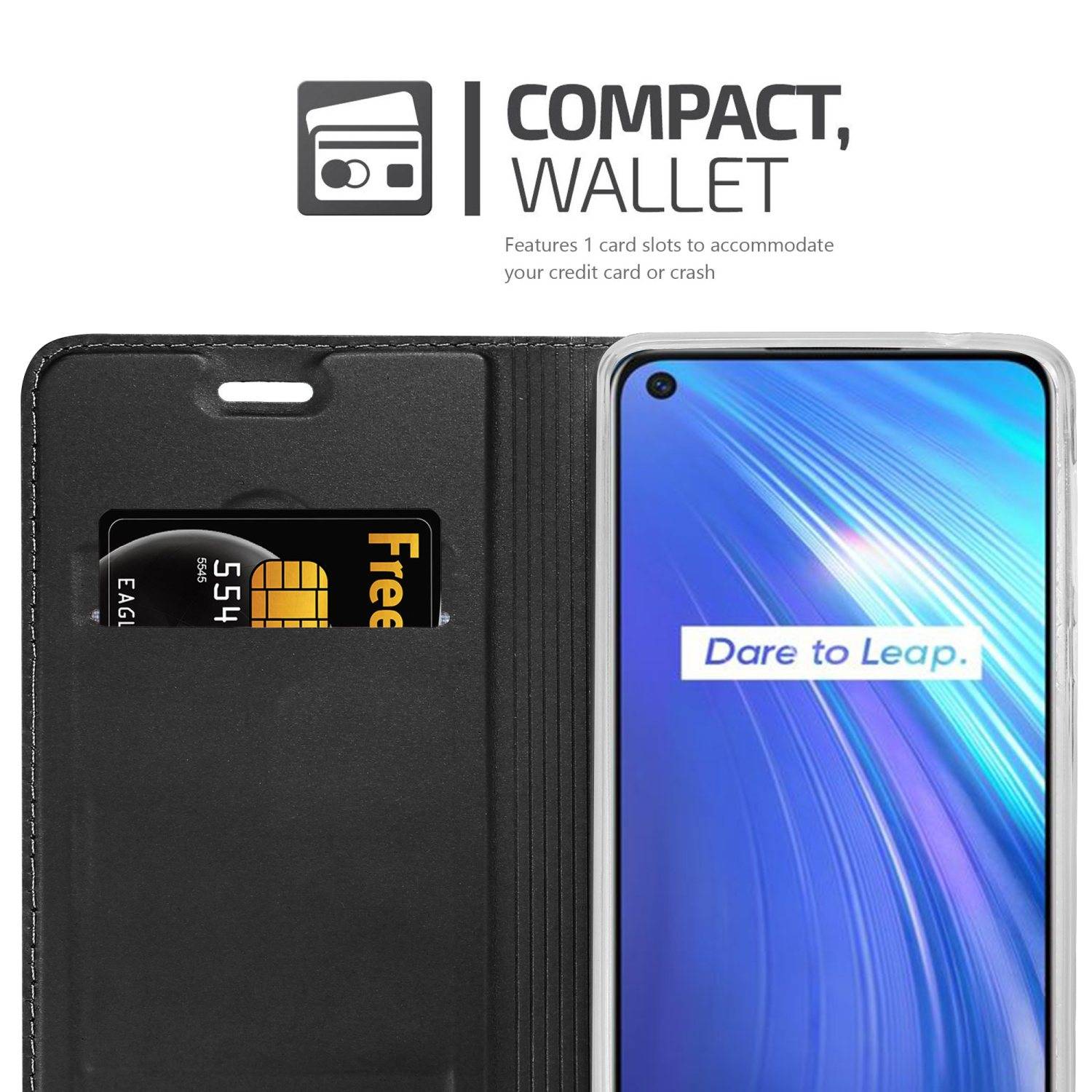 Cadorabo Handyhülle für Realme 6 4G / 6s Schutz Hülle in Schwarz Cover Etui Book Case Booklet