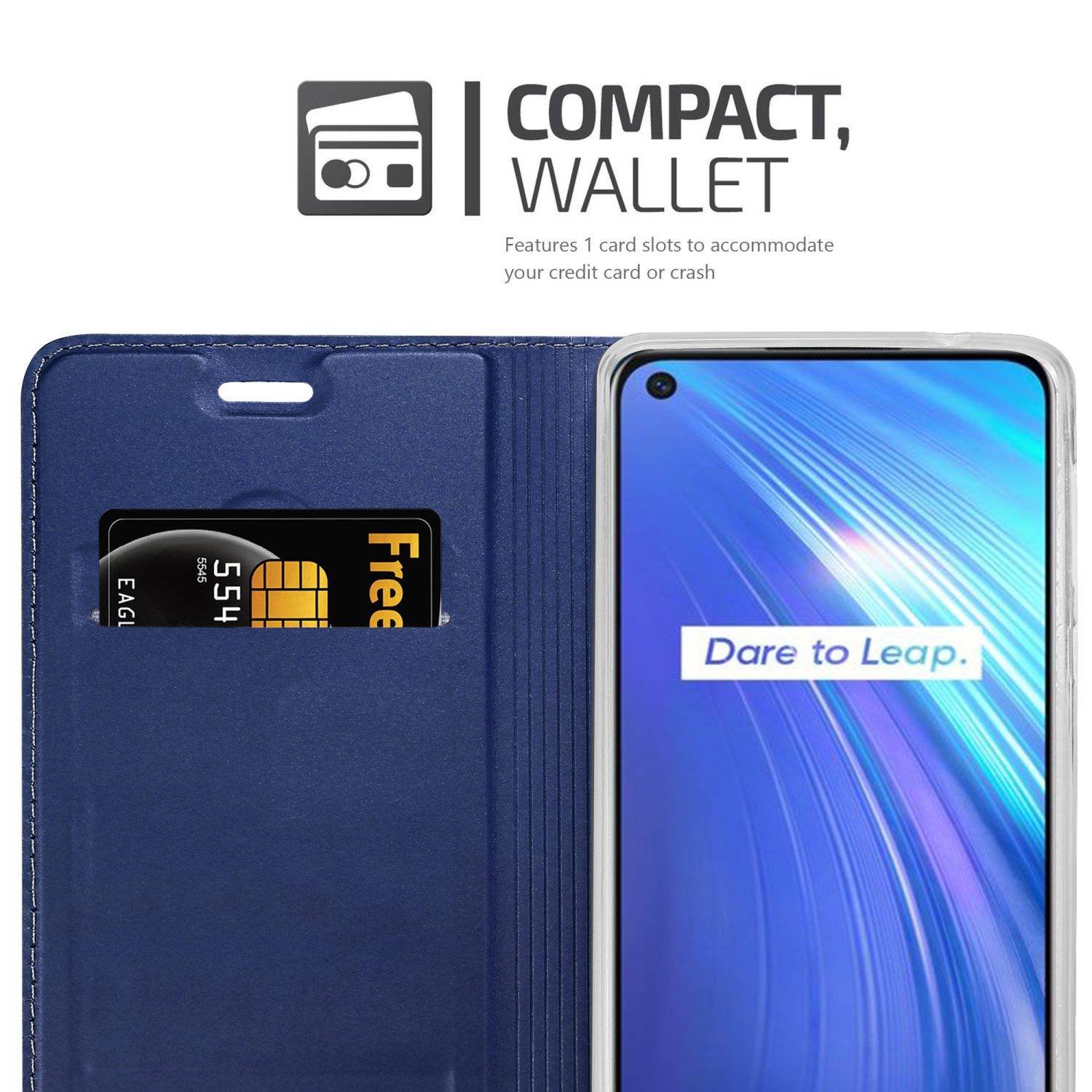 Cadorabo Handyhülle für Realme 6 4G / 6s Schutz Hülle in Blau Cover Etui Book Case Booklet