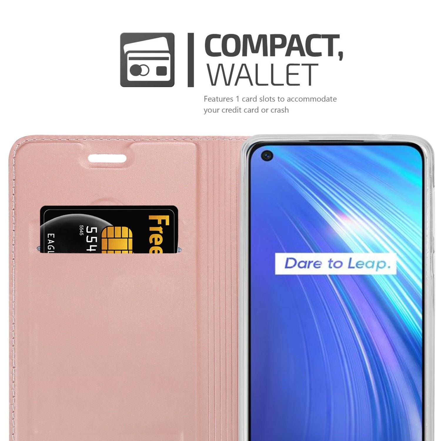 Cadorabo Handyhülle für Realme 6 4G / 6s Schutz Hülle in Rosa Cover Etui Book Case Booklet