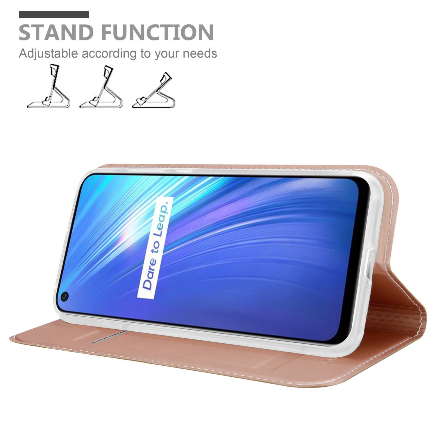Cadorabo Handyhülle für Realme 6 4G / 6s Schutz Hülle in Rosa Cover Etui Book Case Booklet