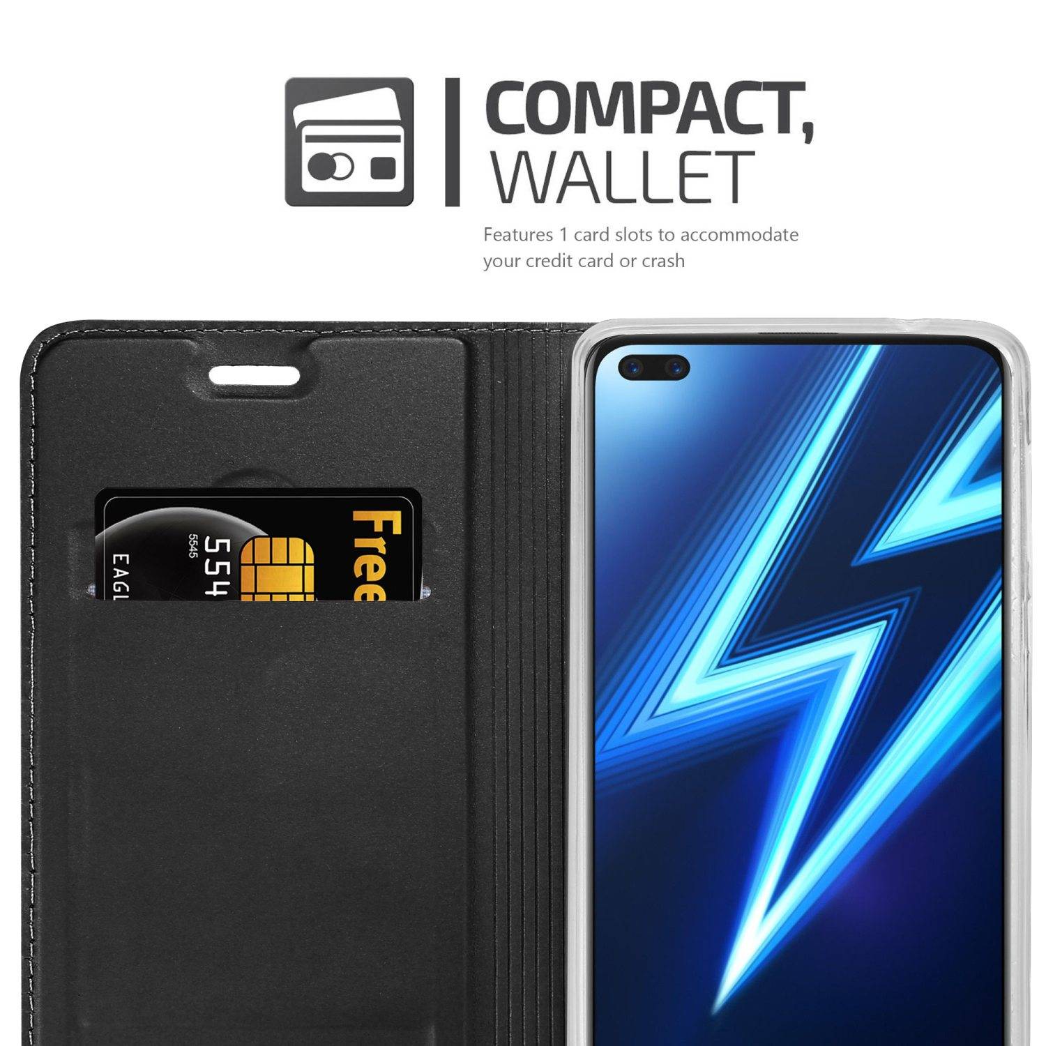 Cadorabo Handyhülle für Realme 6 PRO Schutz Hülle in Schwarz Cover Etui Book Case Booklet