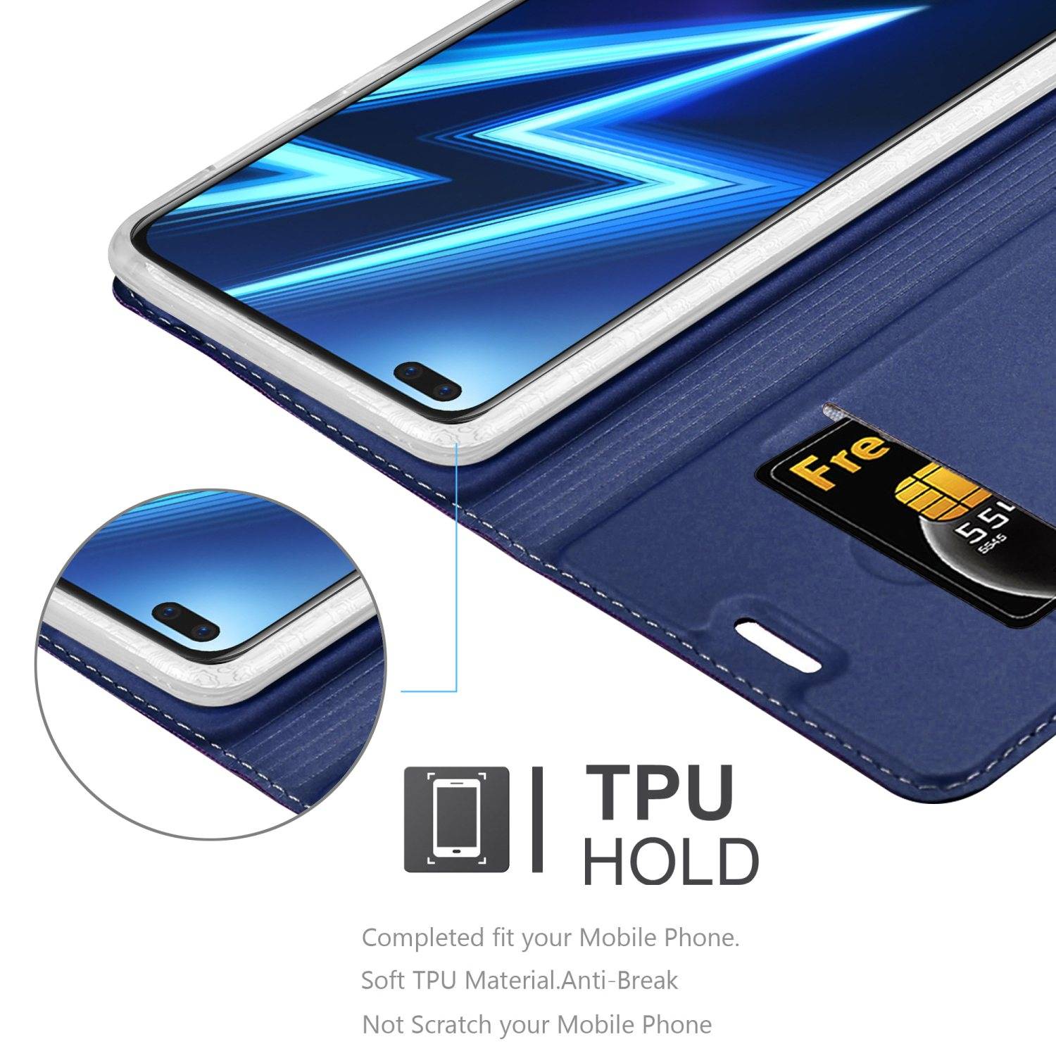 Cadorabo Handyhülle für Realme 6 PRO Schutz Hülle in Blau Cover Etui Book Case Booklet