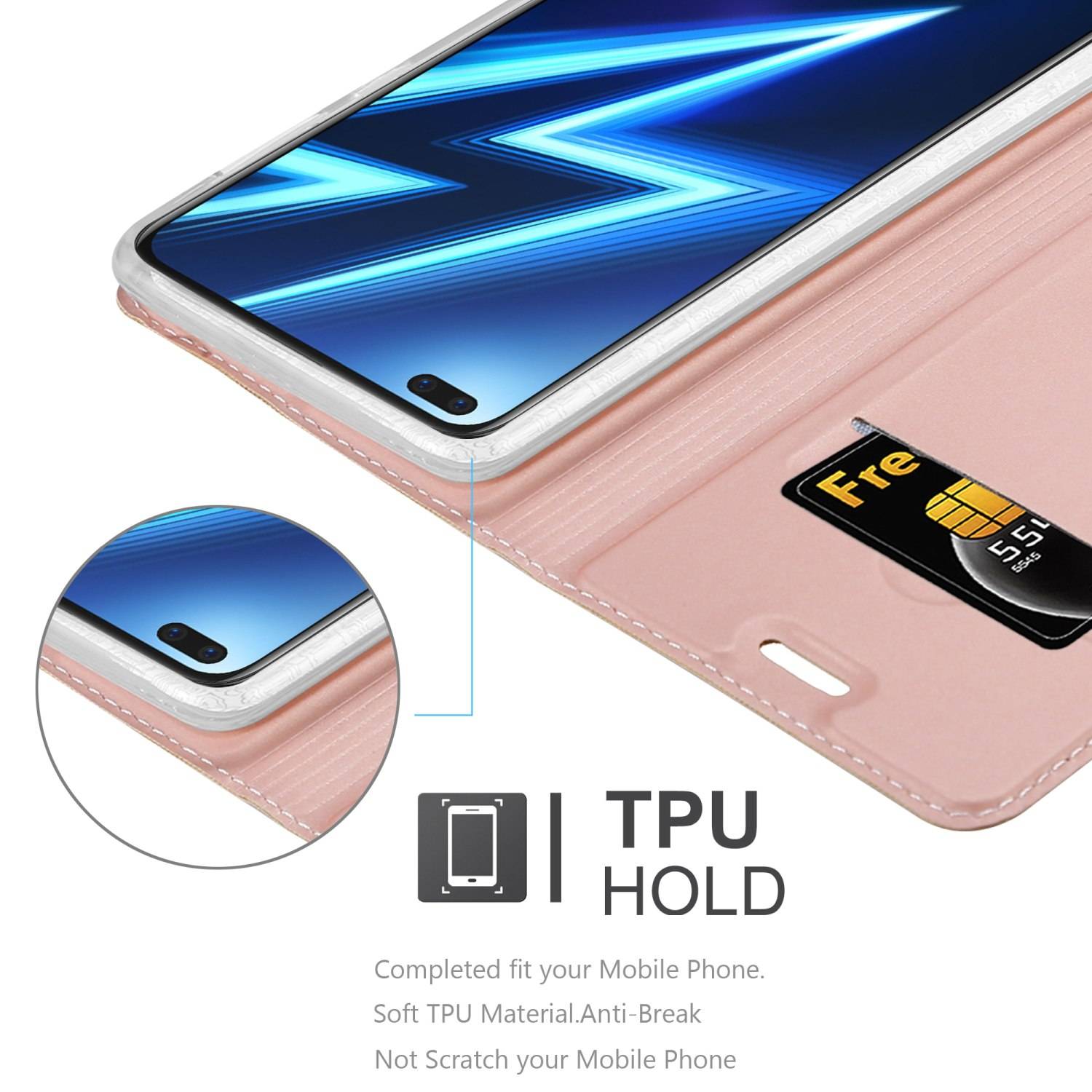 Cadorabo Handyhülle für Realme 6 PRO Schutz Hülle in Rosa Cover Etui Book Case Booklet