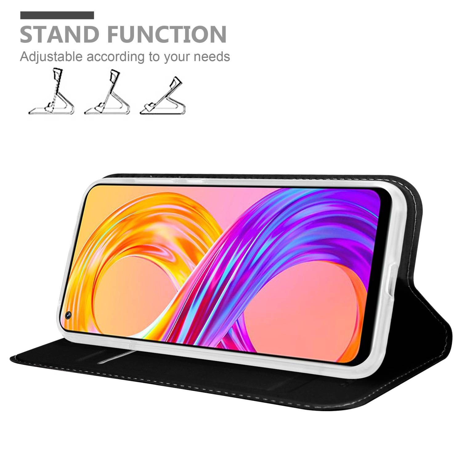 Cadorabo Handyhülle für Realme 8 4G / 8 PRO Schutz Hülle in Schwarz Cover Etui Book Case Booklet