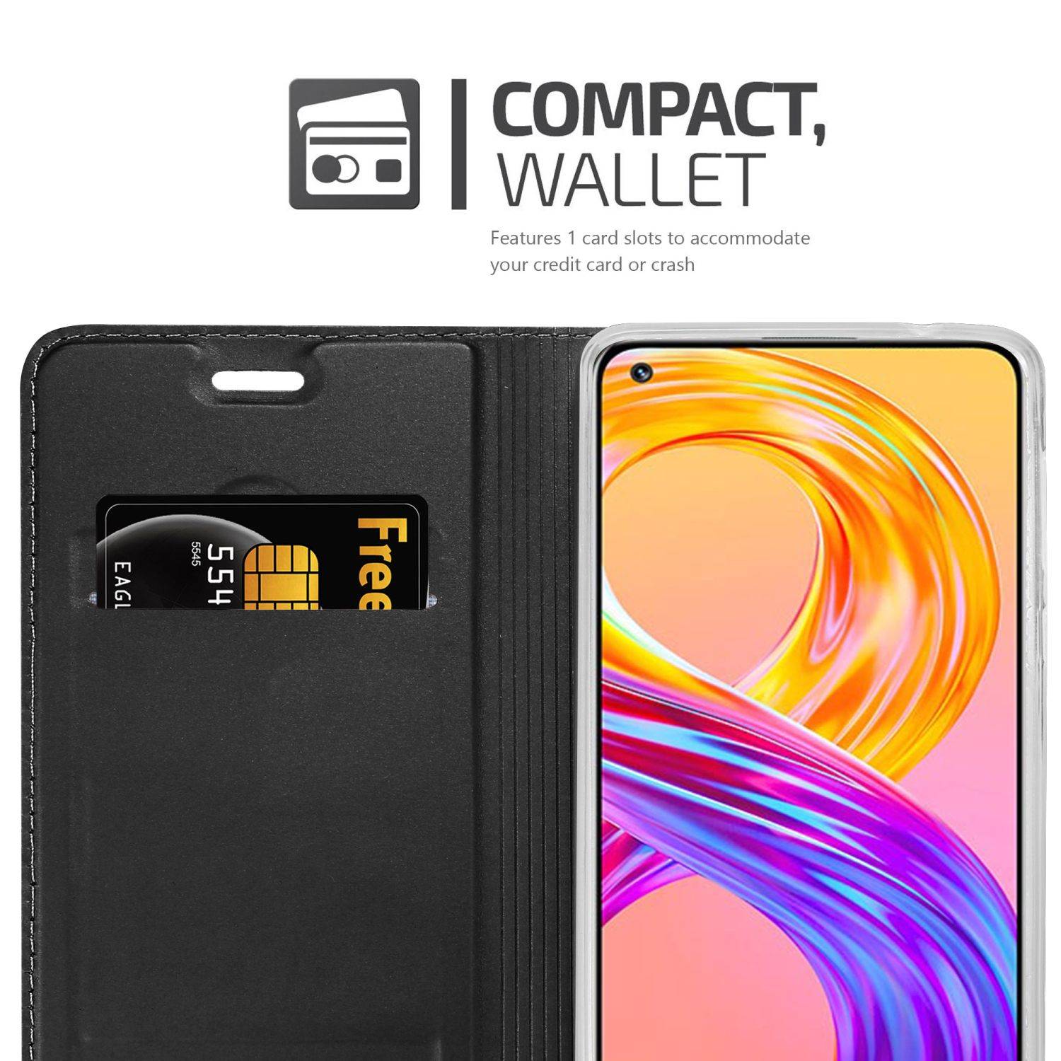 Cadorabo Handyhülle für Realme 8 4G / 8 PRO Schutz Hülle in Schwarz Cover Etui Book Case Booklet