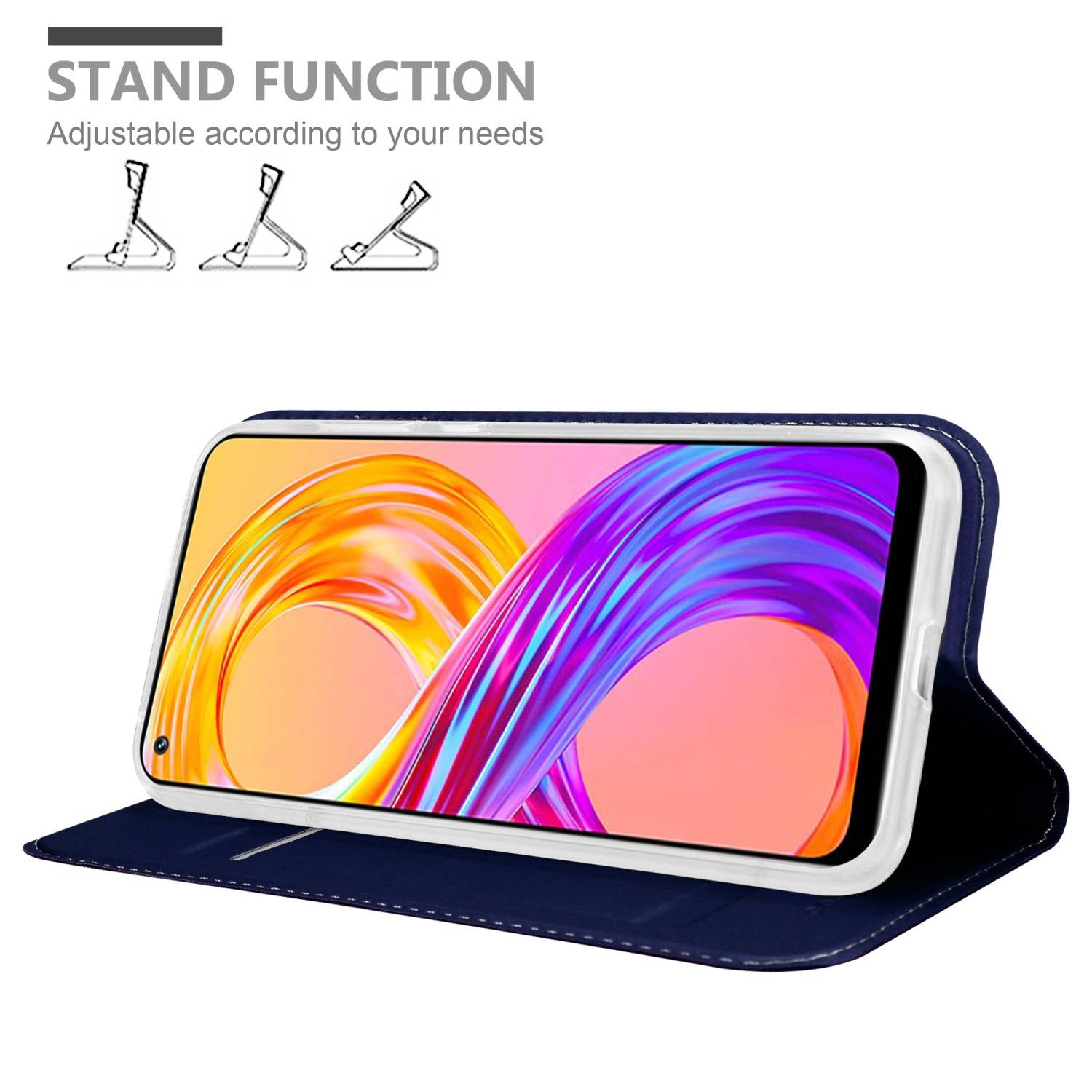 Cadorabo Handyhülle für Realme 8 4G / 8 PRO Schutz Hülle in Blau Cover Etui Book Case Booklet