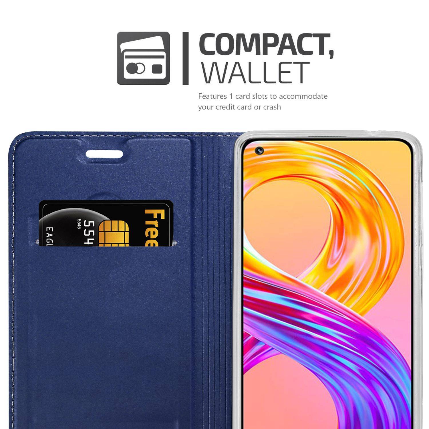 Cadorabo Handyhülle für Realme 8 4G / 8 PRO Schutz Hülle in Blau Cover Etui Book Case Booklet