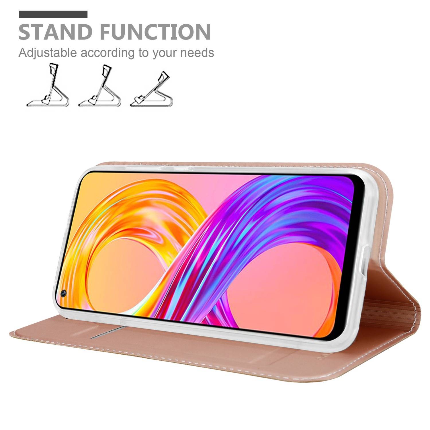 Cadorabo Handyhülle für Realme 8 4G / 8 PRO Schutz Hülle in Rosa Cover Etui Book Case Booklet