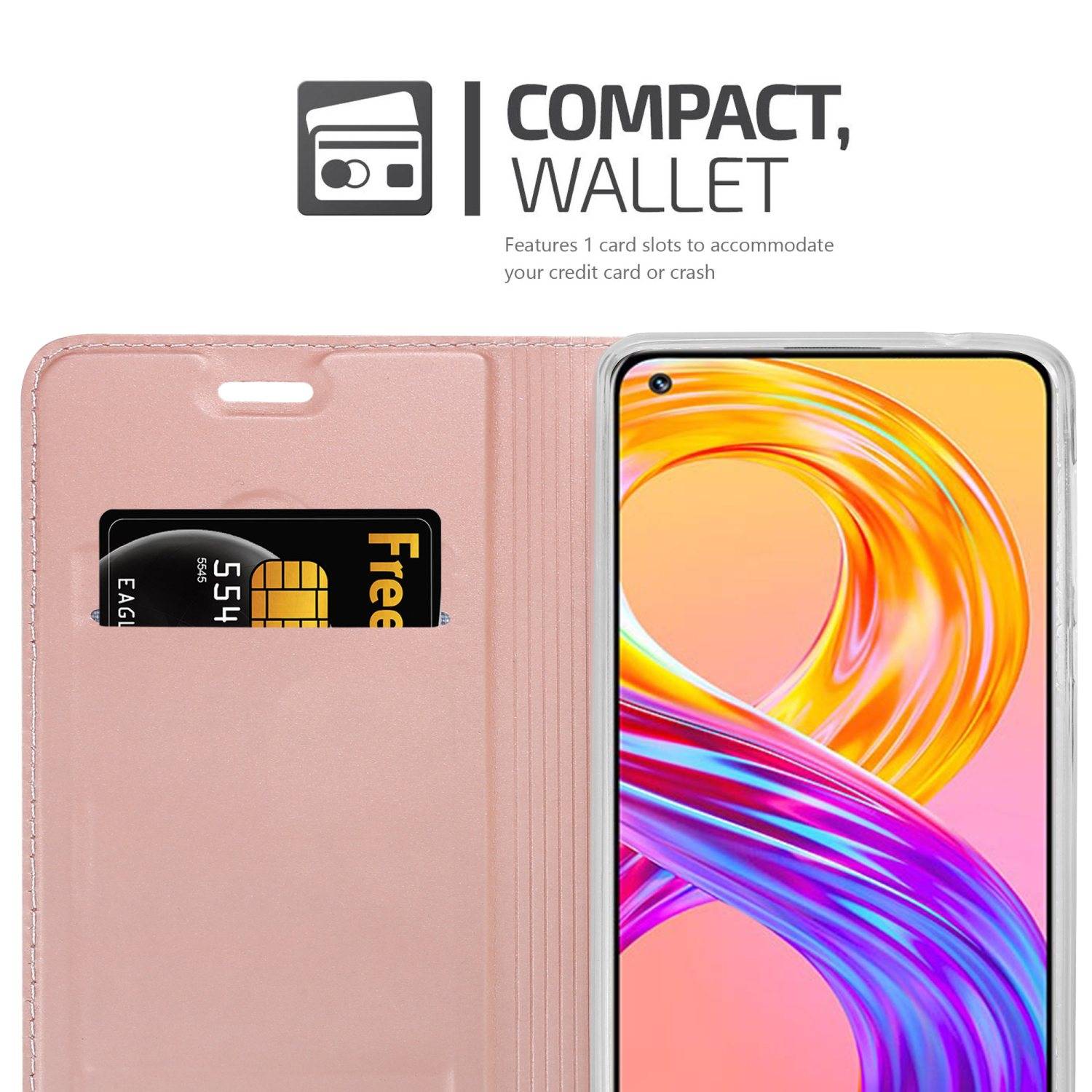 Cadorabo Handyhülle für Realme 8 4G / 8 PRO Schutz Hülle in Rosa Cover Etui Book Case Booklet