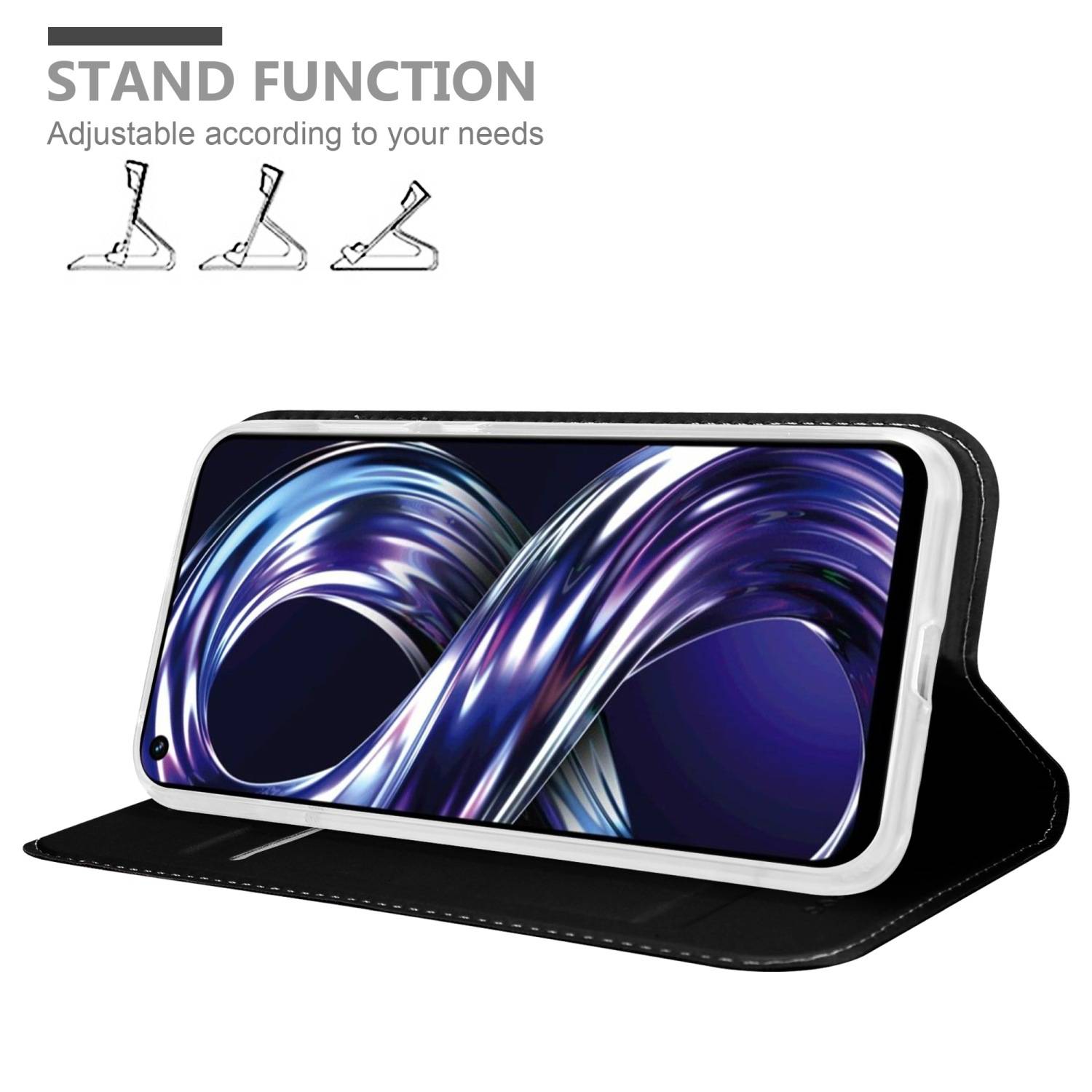 Cadorabo Handyhülle für Realme 8i / Narzo 50 4G Schutz Hülle in Schwarz Cover Etui Book Case Booklet