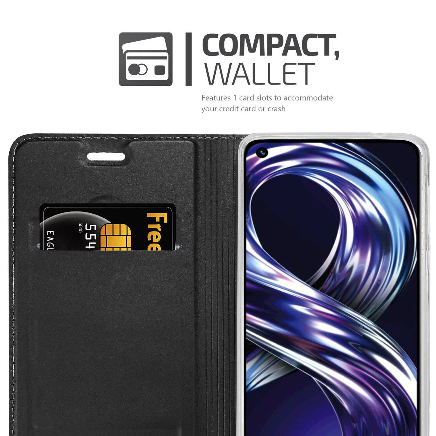 Cadorabo Handyhülle für Realme 8i / Narzo 50 4G Schutz Hülle in Schwarz Cover Etui Book Case Booklet