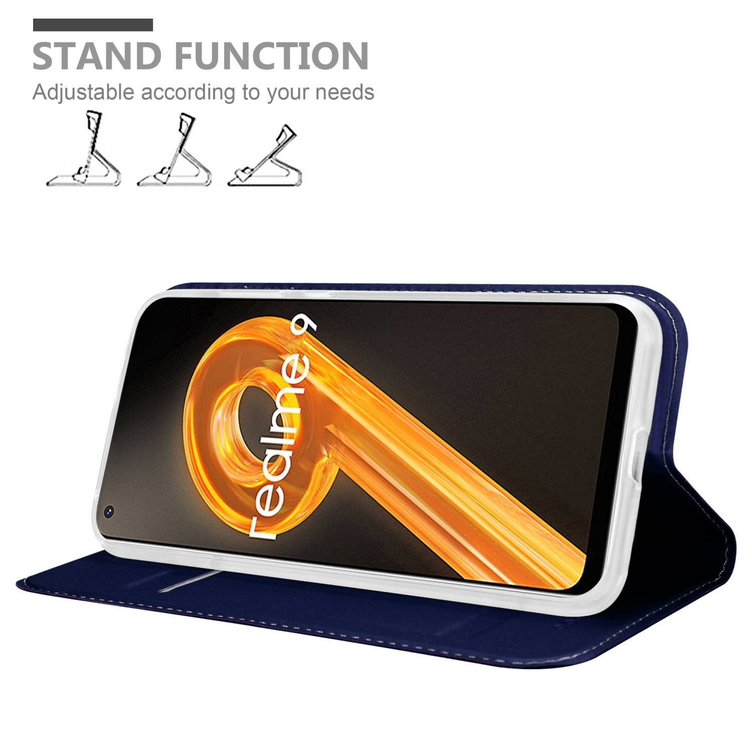 Cadorabo Handyhülle für Realme 9 4G / 9 PRO+ Schutz Hülle in Blau Cover Etui Book Case Booklet