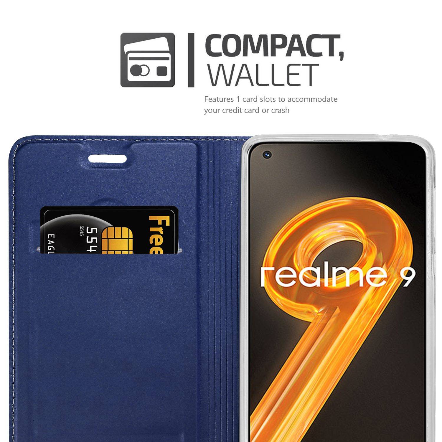 Cadorabo Handyhülle für Realme 9 4G / 9 PRO+ Schutz Hülle in Blau Cover Etui Book Case Booklet