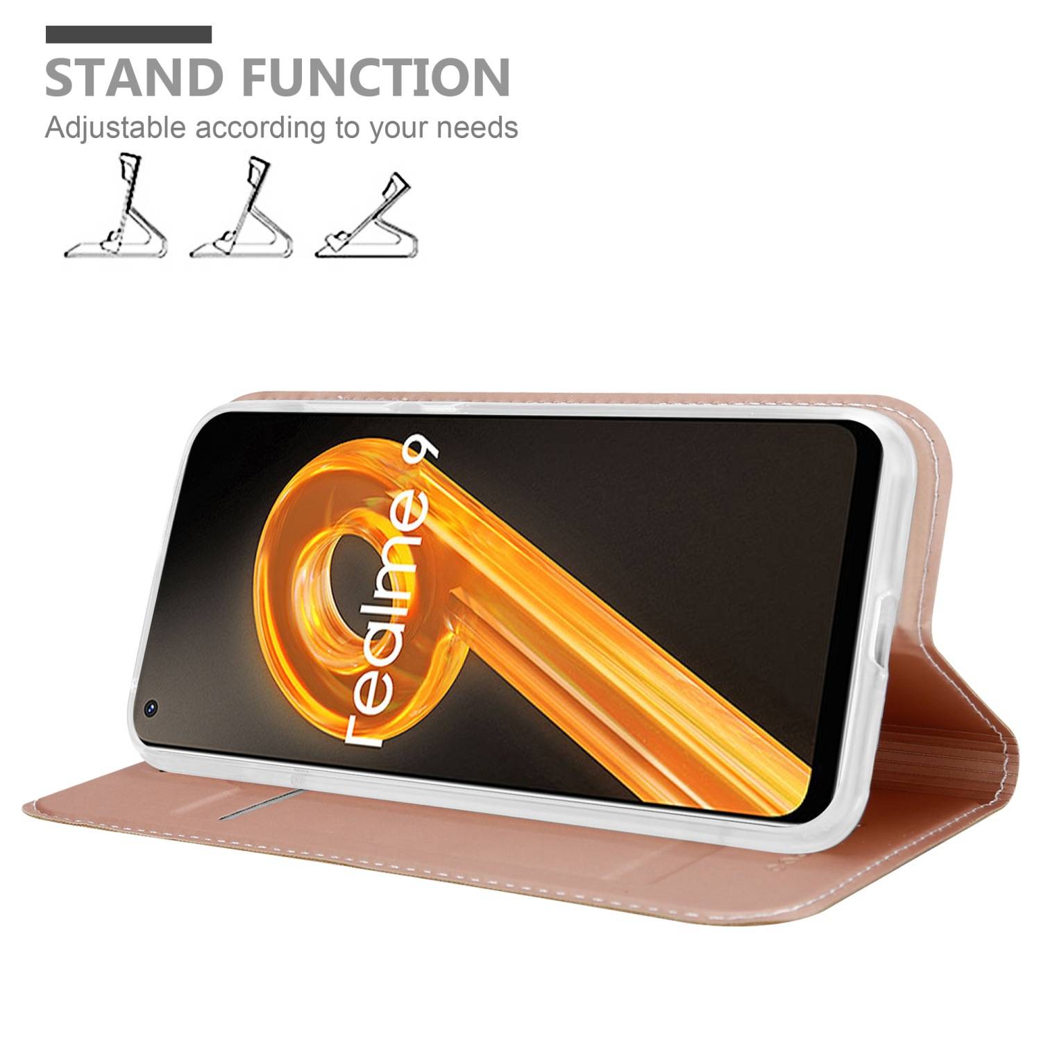 Cadorabo Handyhülle für Realme 9 4G / 9 PRO+ Schutz Hülle in Rosa Cover Etui Book Case Booklet