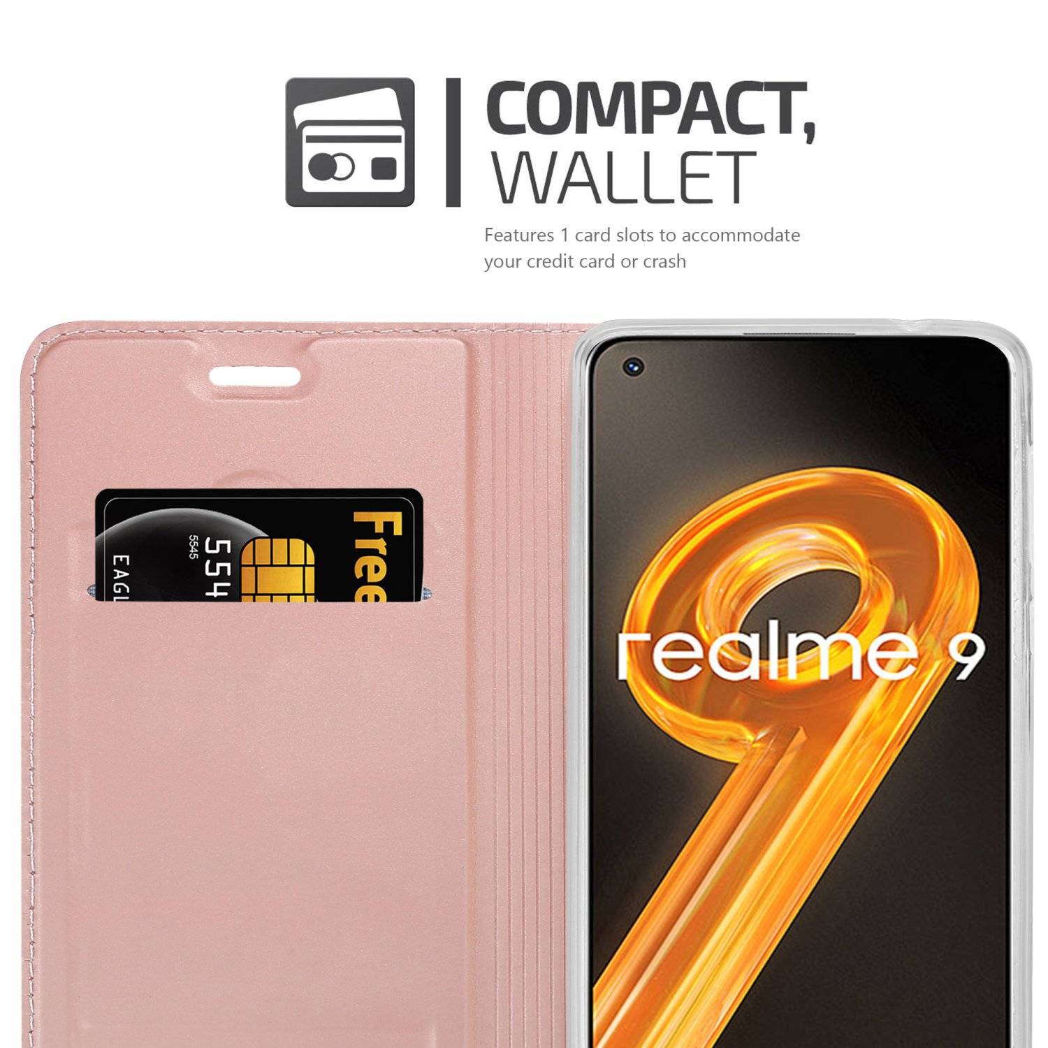 Cadorabo Handyhülle für Realme 9 4G / 9 PRO+ Schutz Hülle in Rosa Cover Etui Book Case Booklet