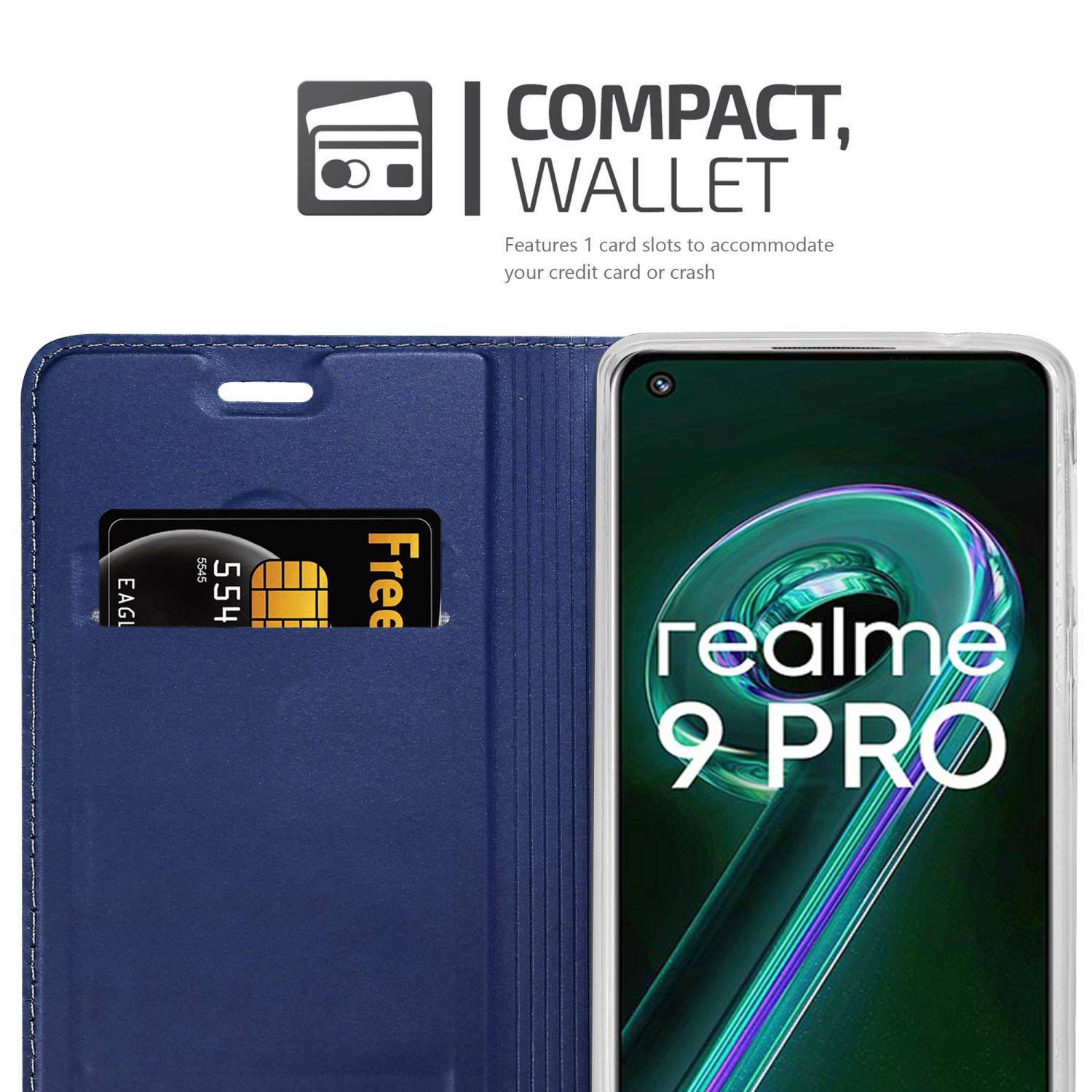 Cadorabo Handyhülle für Realme 9 5G / 9 PRO / V25 / Q5 / OnePlus Nord CE 2 LITE 5G Schutz Hülle in Blau Cover Etui Book