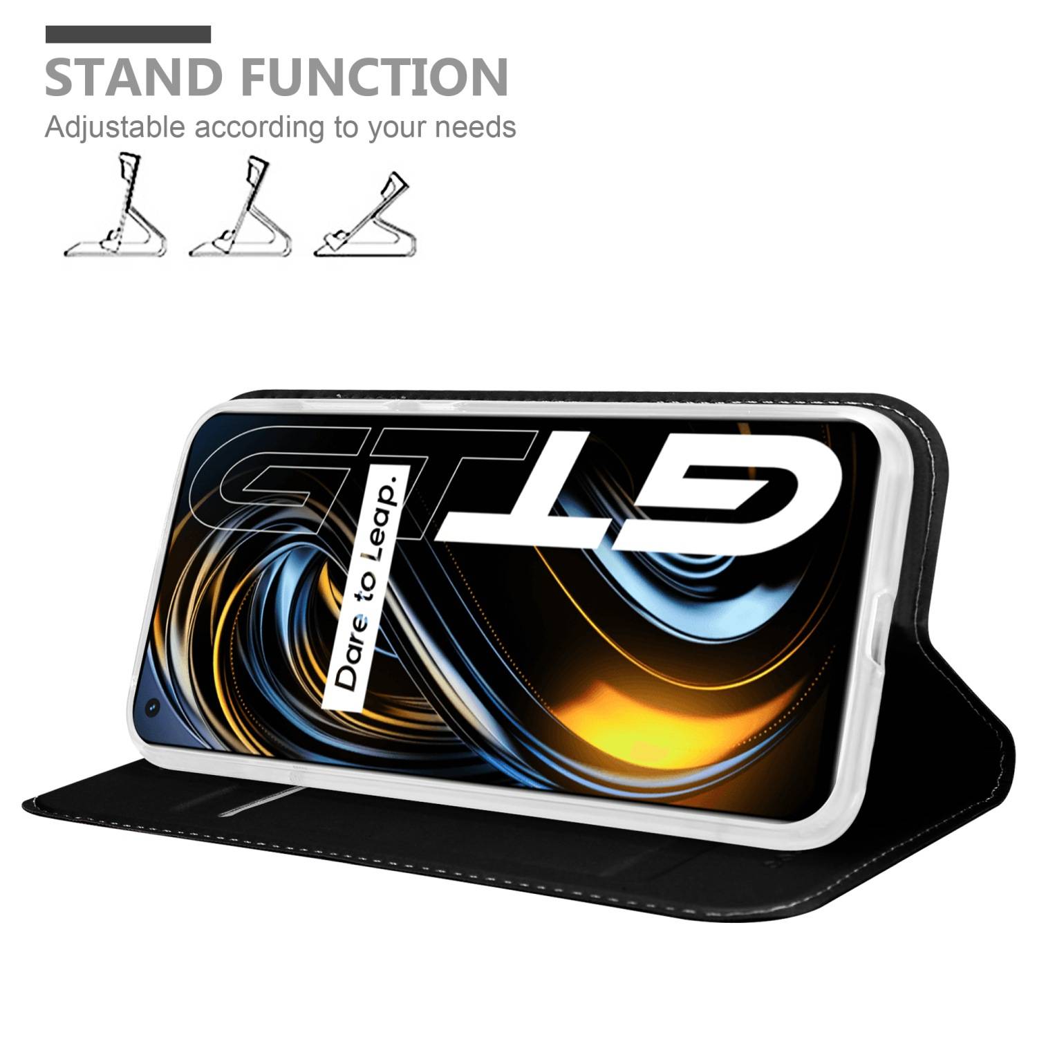 Cadorabo Handyhülle für Realme GT / GT Neo 2T / Q3 PRO Schutz Hülle in Schwarz Cover Etui Book Case Booklet