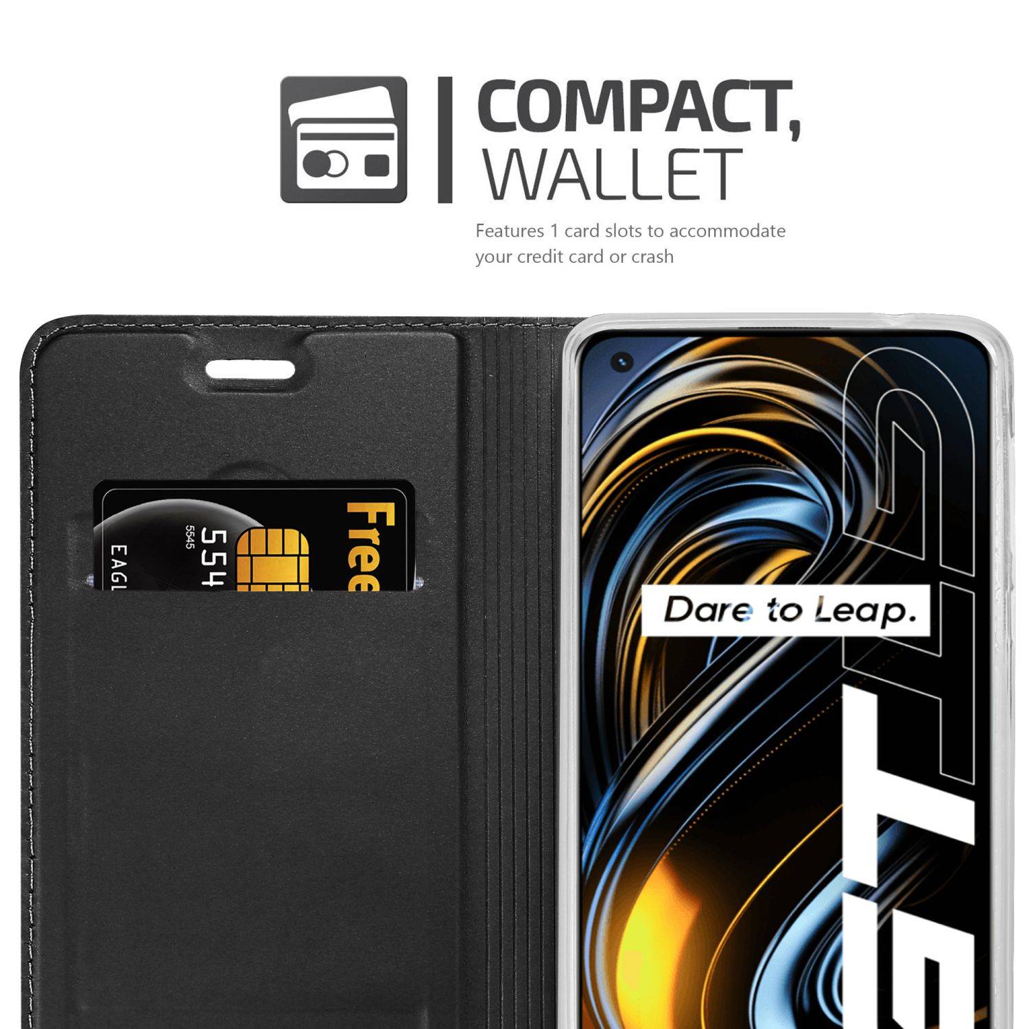 Cadorabo Handyhülle für Realme GT / GT Neo 2T / Q3 PRO Schutz Hülle in Schwarz Cover Etui Book Case Booklet